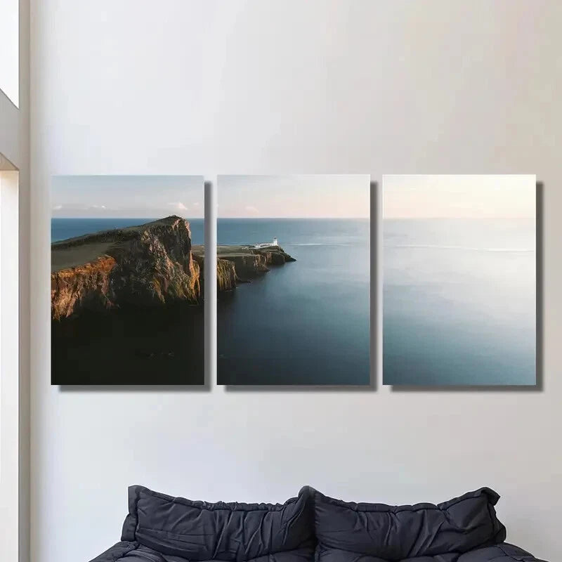 3-Piece Cape Nistor Lighthouse Metal Wall Art - Ready to Hang Coastal Decor for Living Room, Bedroom, or Office