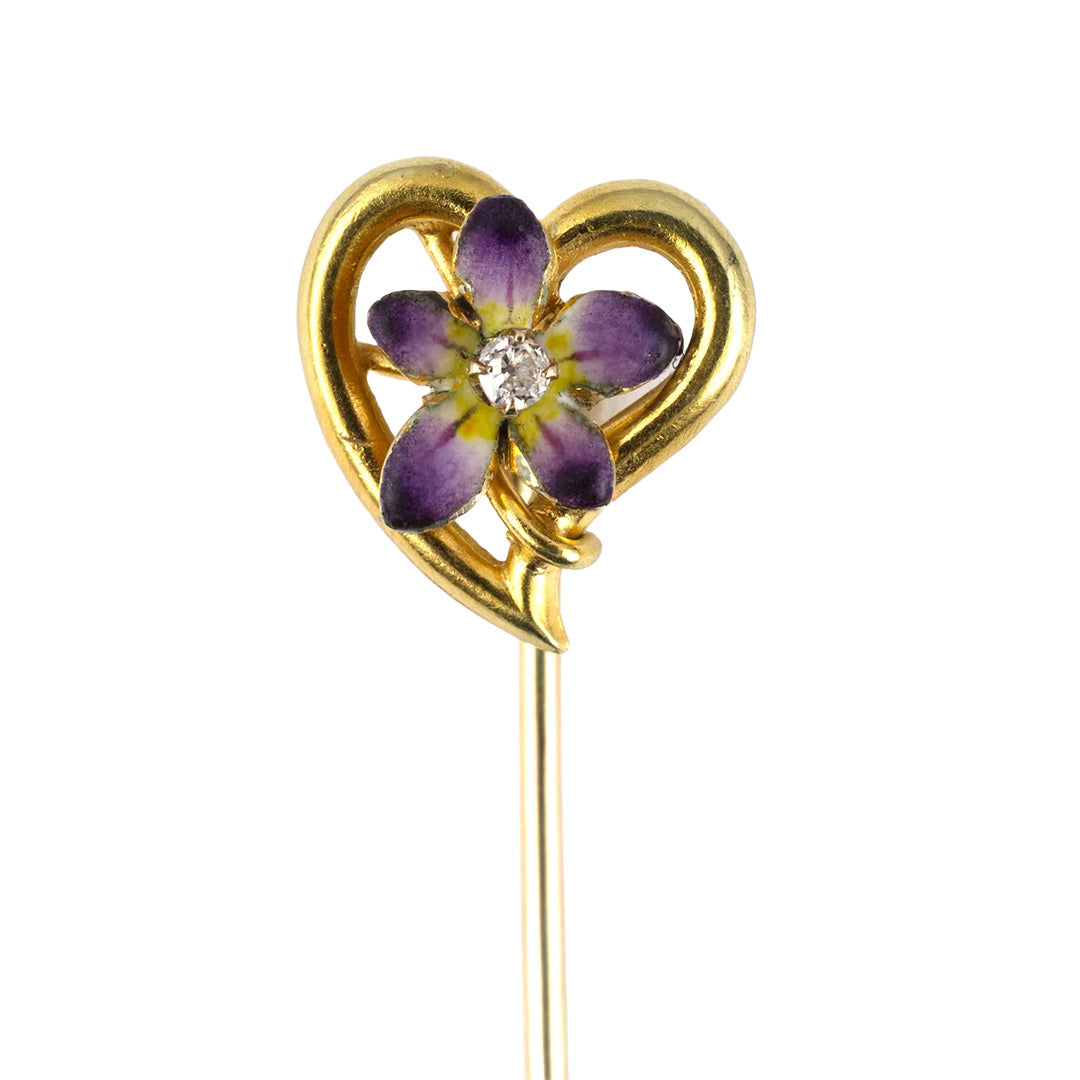 Vintage Art Nouveau Enamel Orchid Brooch Pin - Antique Floral Jewelry for Women - Perfect for Weddings, Parties & Collectors