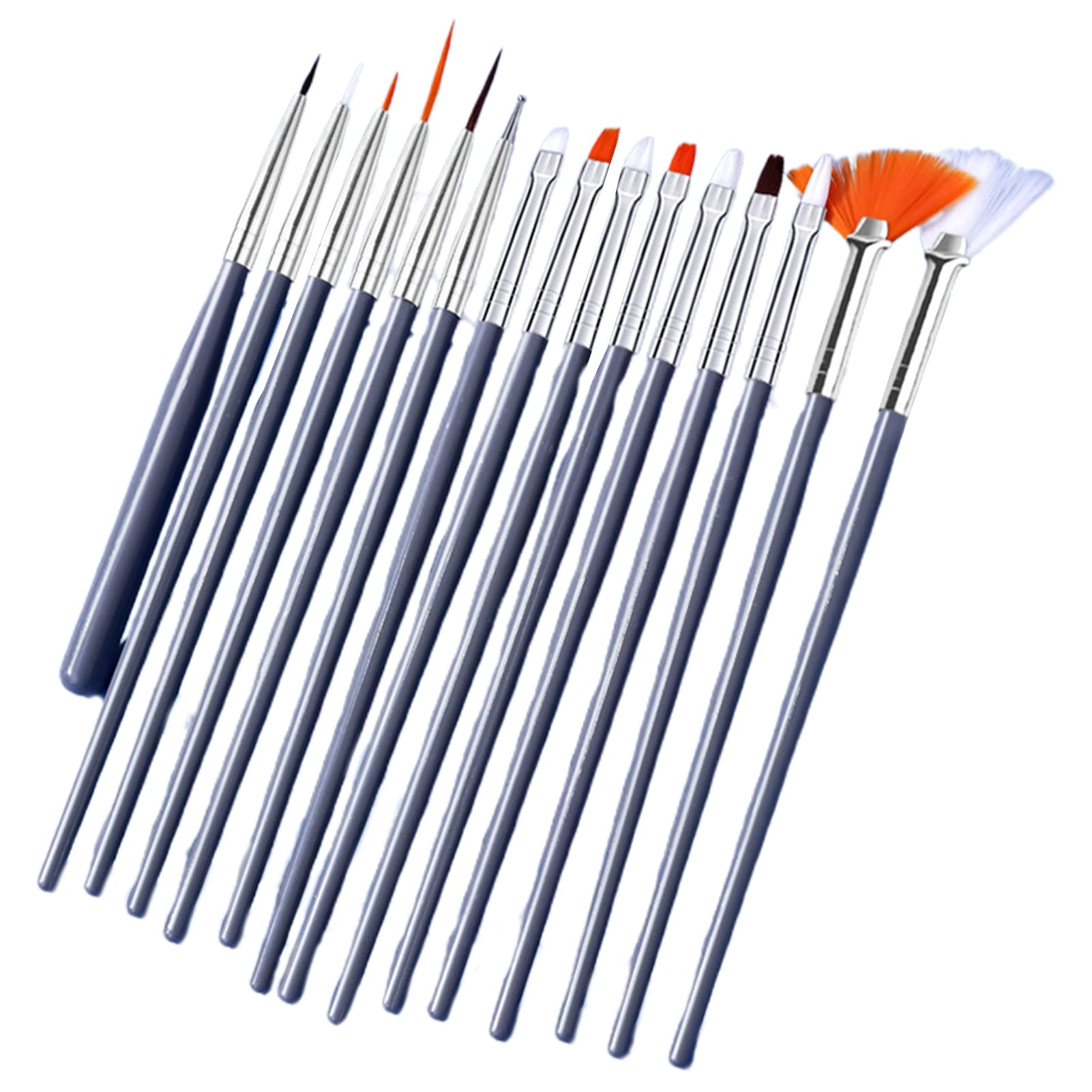 15Pcs Professional Nail Art Liner Brushes Set for Gel Polish - Dotting & Painting Brush Pens for Nail Design (Grey) | Perfect for Salon, Home Manicure & DIY Nail Art