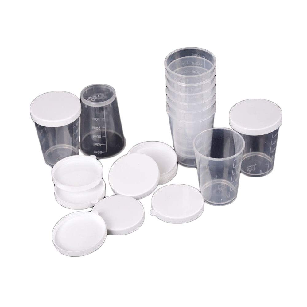 MNTT Disposable Measuring Cups with Lids - 16oz Plastic Liquid Measuring Cups for Cooking, Baking, Mixing - Reusable Calibration Test Containers for Kitchen, Lab & DIY Projects