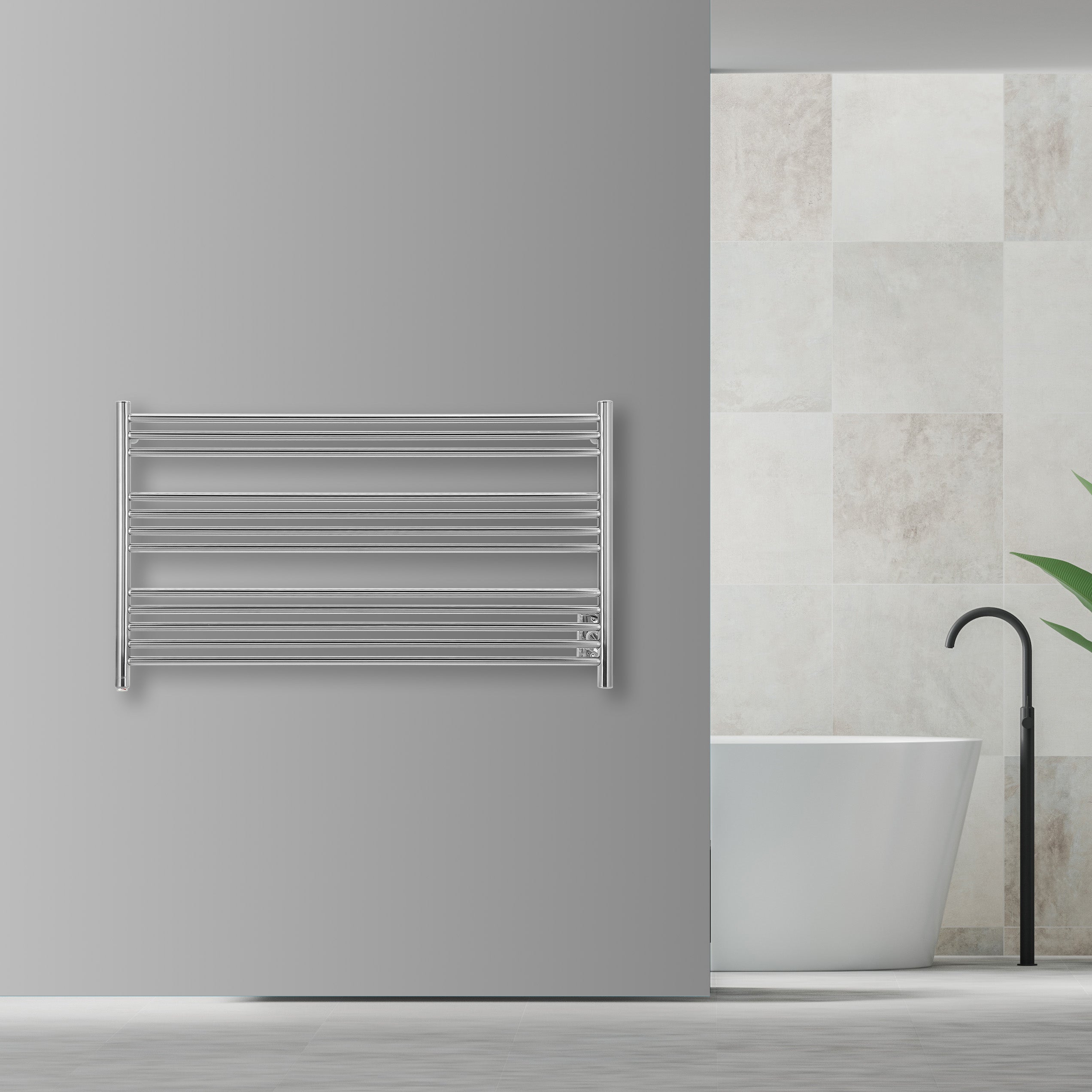 Ancona Amplia Dual 12 Bar Hardwired & Plug-in Chrome Towel Warmer - Premium Bathroom Heated Towel Rack for Spa, Luxury Home & Hotel Use