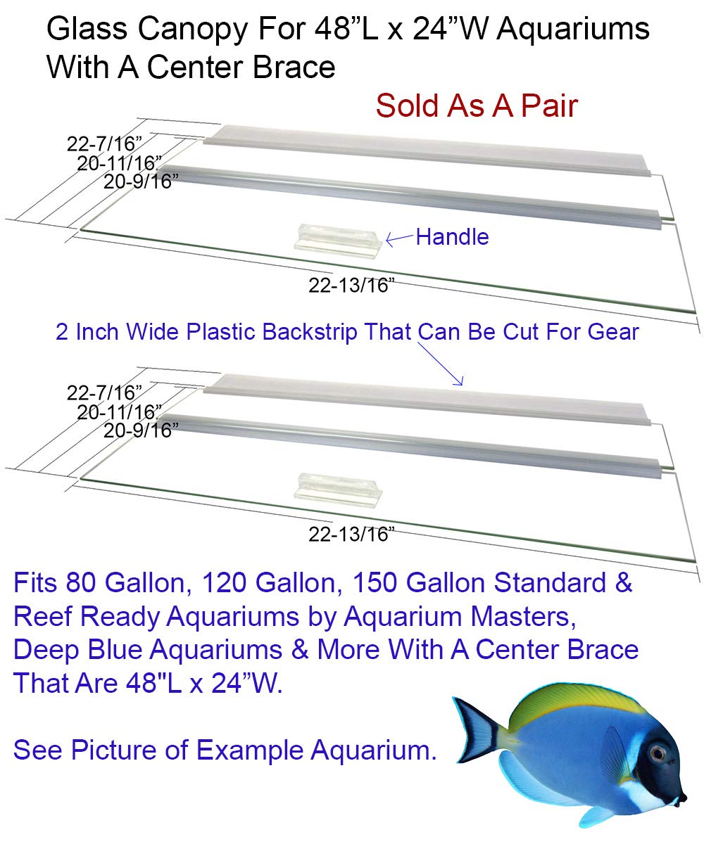 Premium Glass Aquarium Lid - 2-Piece Canopy Set for 80/120/150 Gallon Fish Tanks (48
