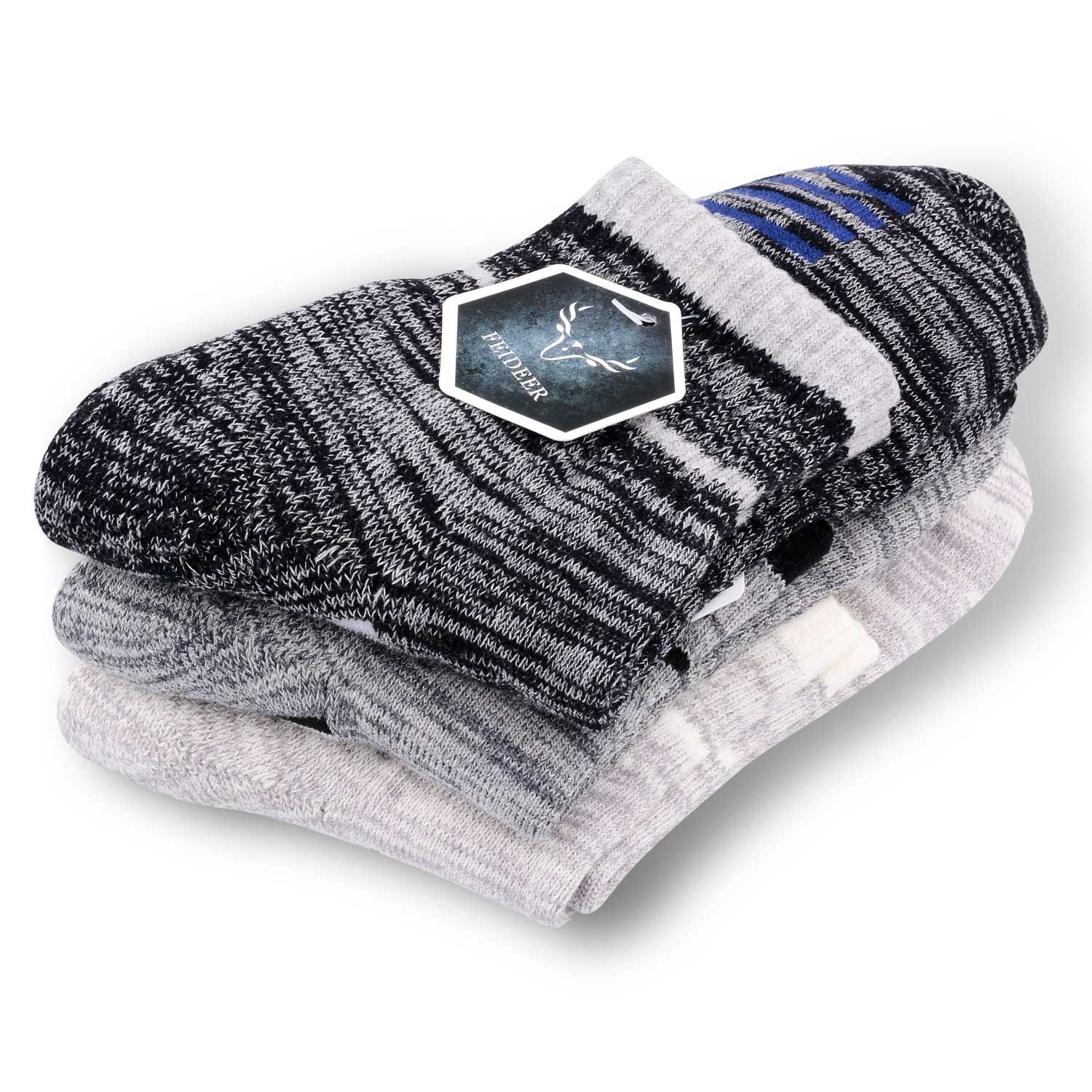 FEIDEER Men's Hiking Socks - Moisture Wicking & Breathable Outdoor Socks for Hiking, Camping & Trail Running - Comfortable Cushioned Performance Socks for Active Men