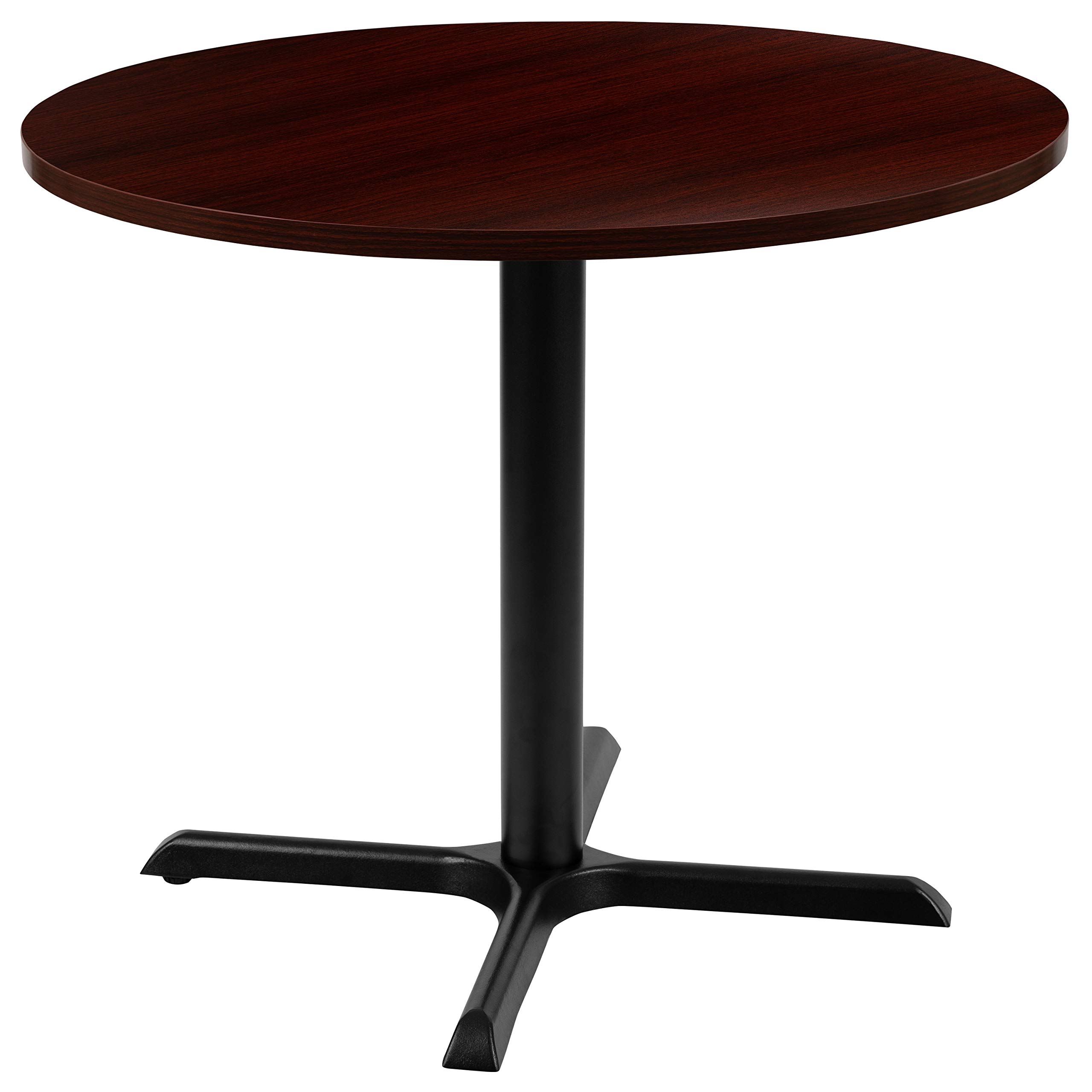 EMMA + OLIVER 36 Inch Round Mahogany Conference Table - Durable Office Meeting Table for Boardrooms, Home Offices & Workspaces