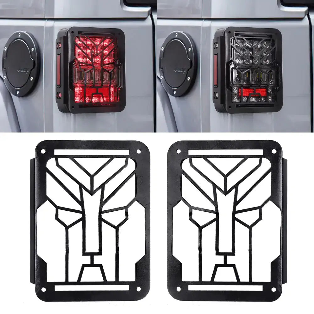 4D LED Taillight Guard for 2007-2018 Jeep Wrangler JK/JKU - Aluminum Alloy Protection with Bright Lighting - Perfect for Off-Roading & Night Driving