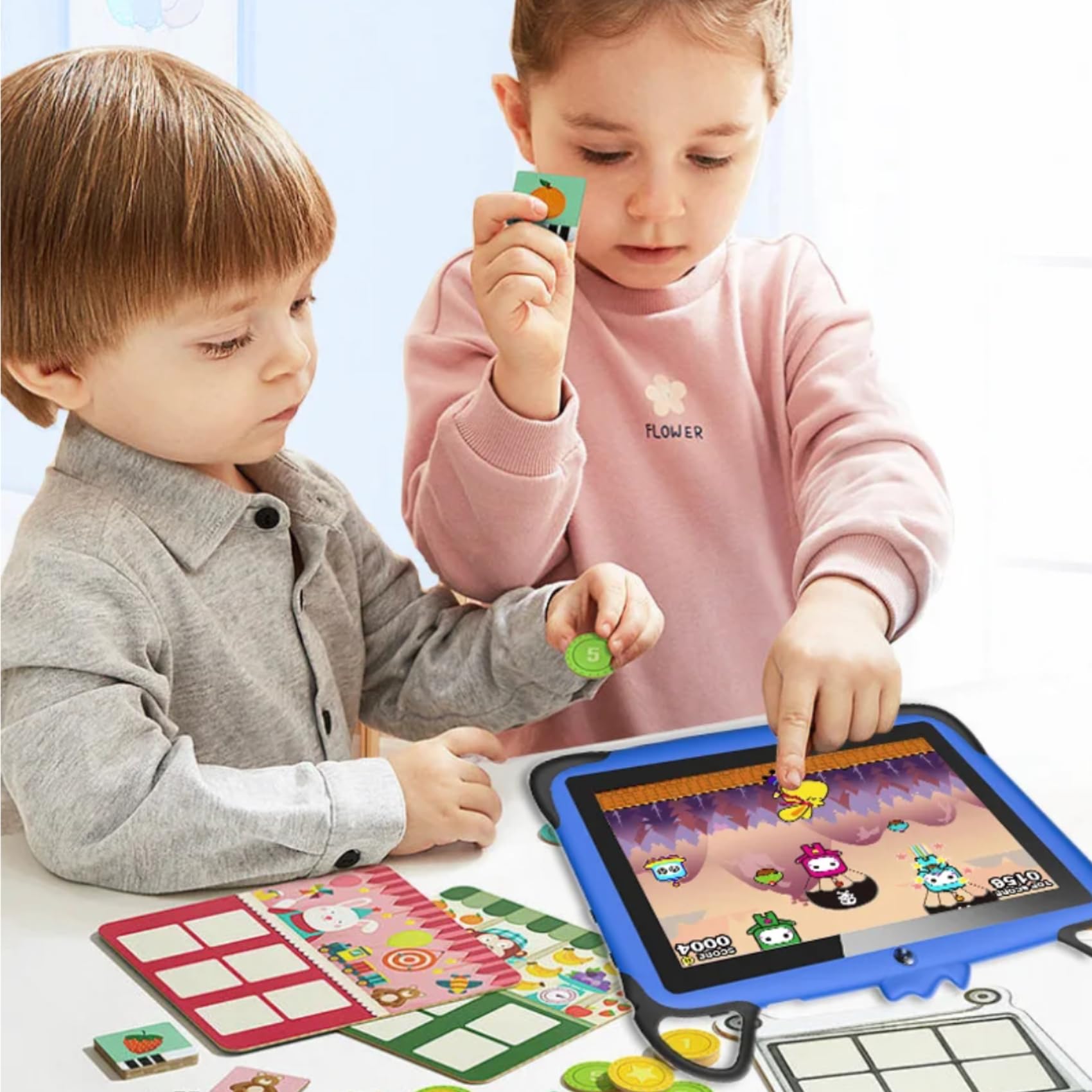 TUTT K7 7-inch Kids Learning Tablet - Drop-Resistant, HD Display, 8GB Memory (Expandable), Android OS, Dual Camera, Parental Controls - Perfect for Early Education & Home Learning (Blue)
