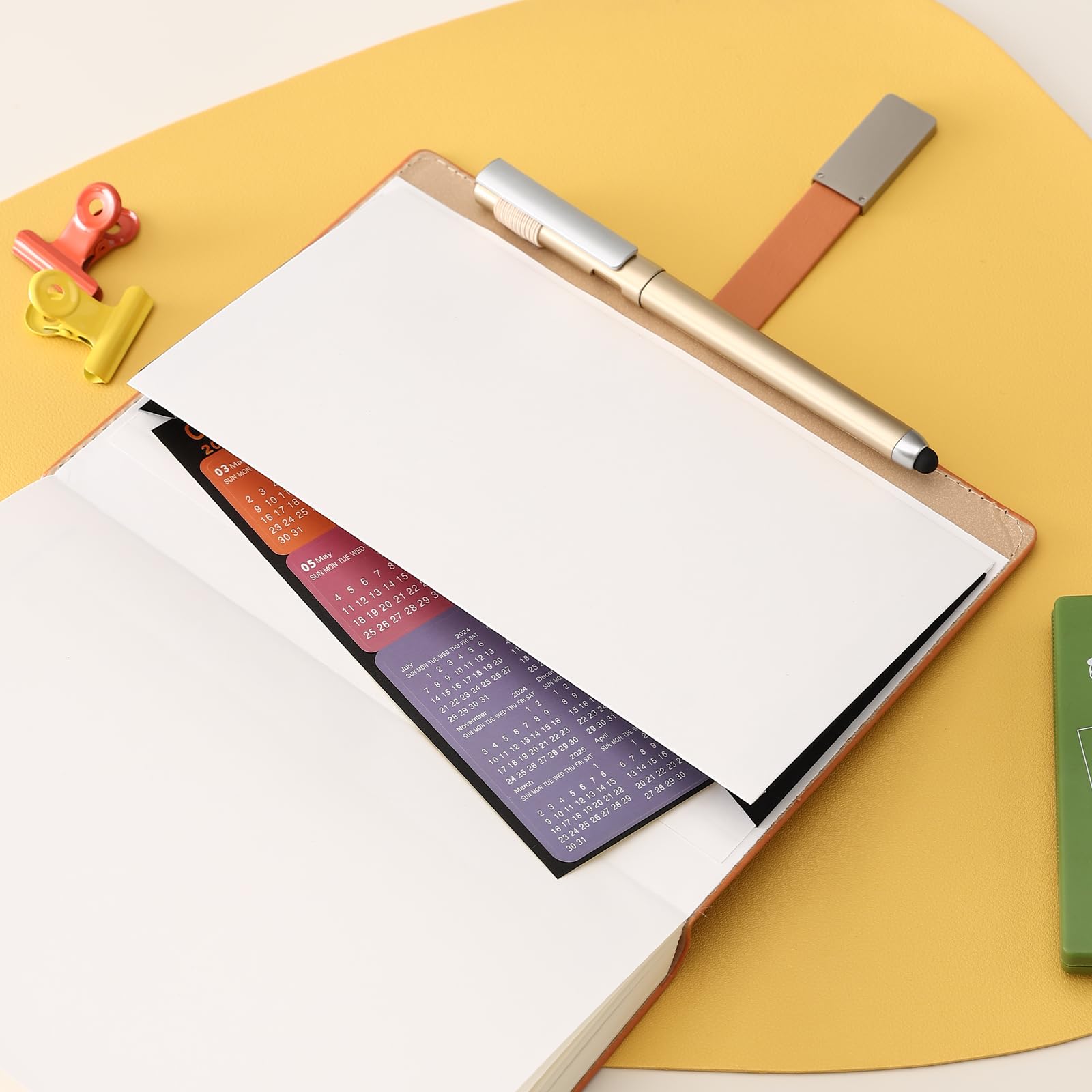 2024-2025 Academic Diary Planner - July 2024 to June 2025 A5 Day-to-Page Organizer with Calendar Stickers, Pen Holder & Premium Thick Paper (14x21.5cm, Green) - Perfect for Students, Teachers & Office Professionals