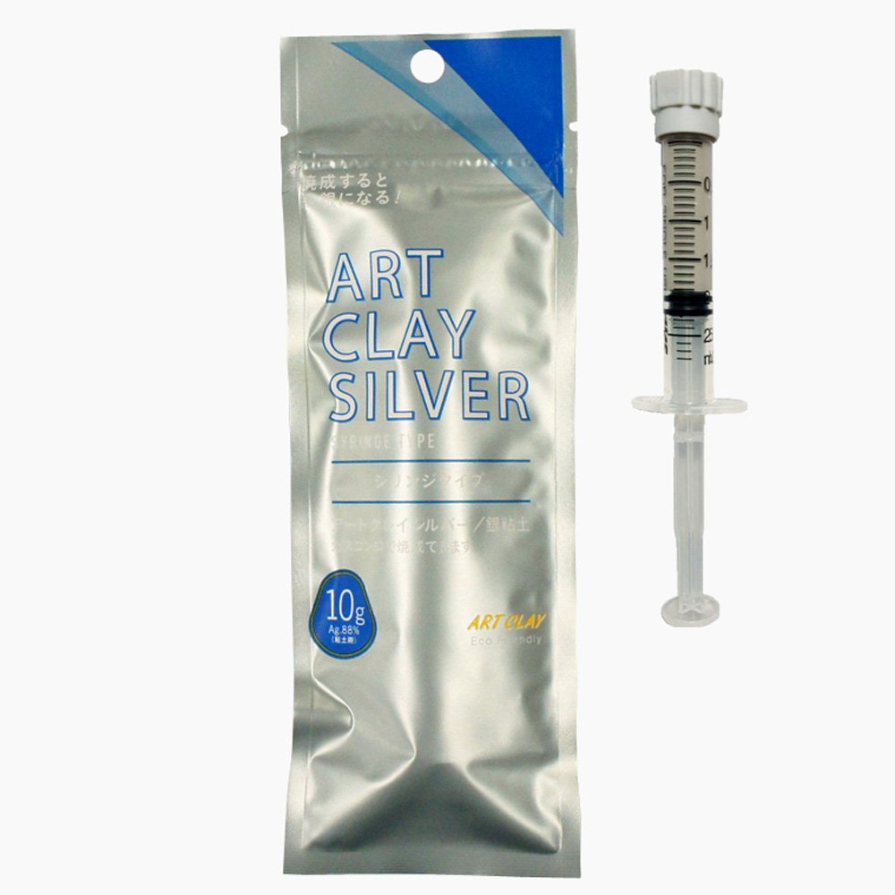 Premium Art Clay Silver Syringe 10g (A-279) - Japanese Import for Jewelry Making, Metal Clay Crafting & DIY Metalwork Projects