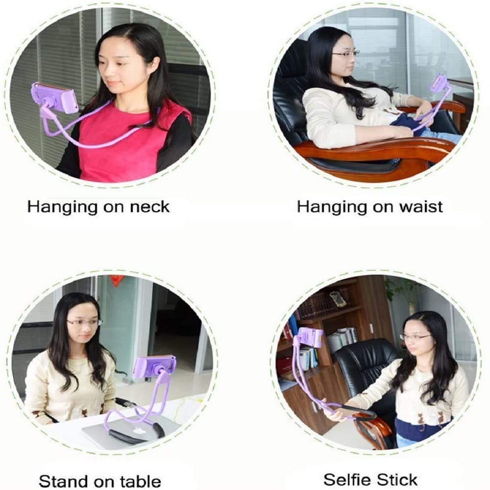 Chapter Seven Universal Smartphone Stand - Adjustable Neck Phone Holder with 360° Rotation for Hands-Free Viewing, Gaming & Video Calls (Black) - Perfect for Travel, Cooking, Work & Relaxation