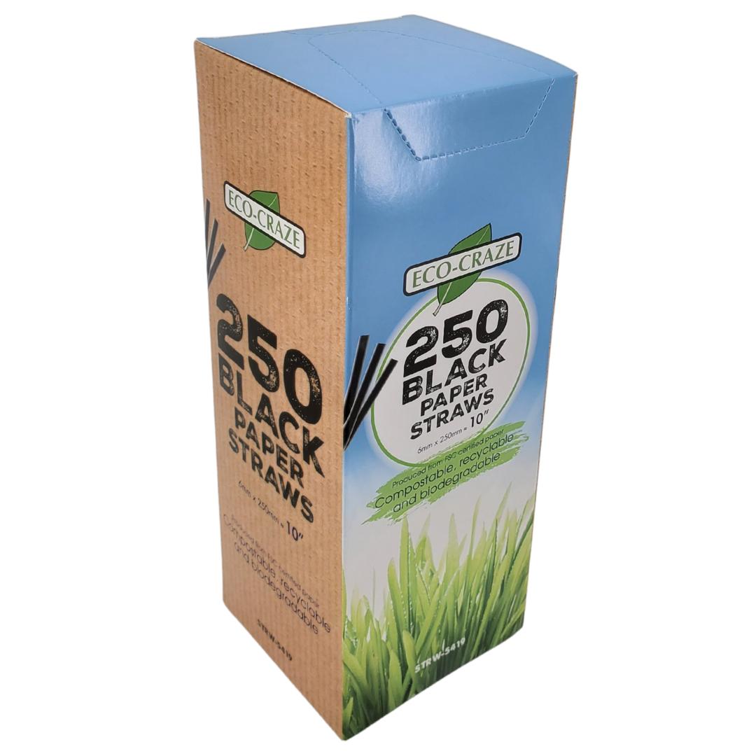 Eco-Friendly 10 Pack Black Paper Milkshake Straws 6mm - Perfect for Smoothies, Boba Tea, and Cold Drinks at Home or Cafes