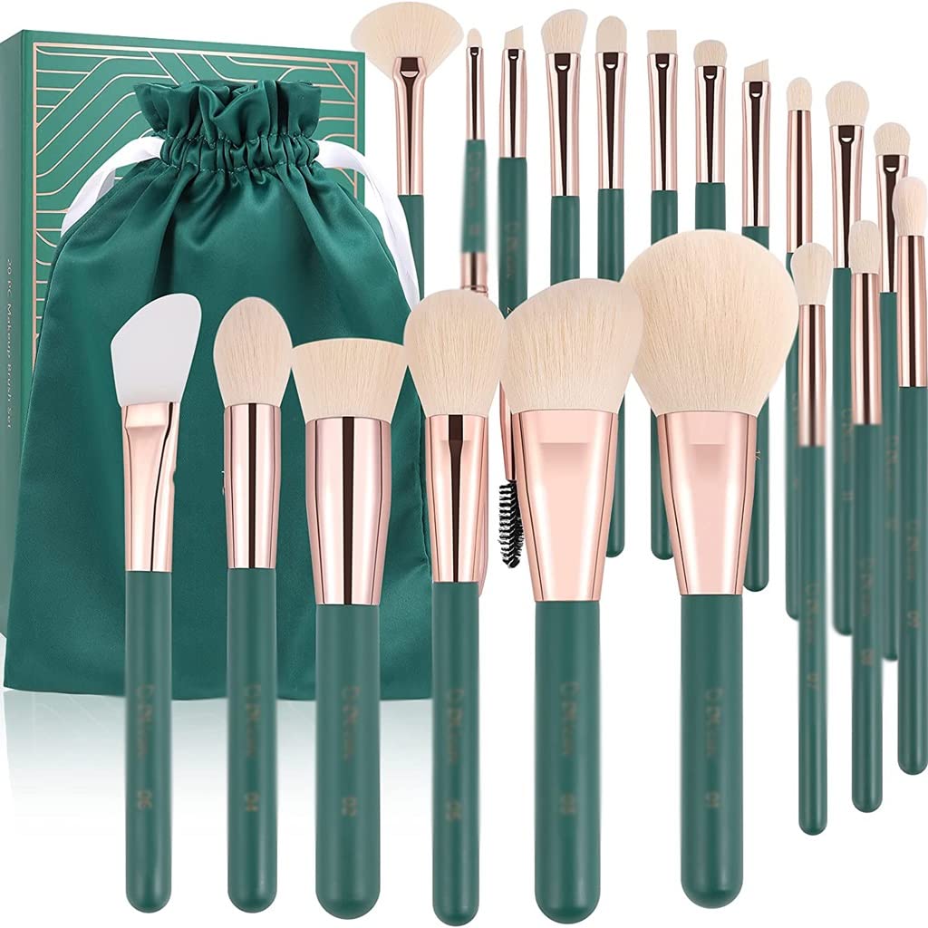 QZH 20Pcs Professional Makeup Brush Set with Silicone Face Mask Brush - Foundation, Blending, Powder, Blush & Eyeshadow Brushes for Flawless Makeup Application | Perfect for Daily Beauty Routine & Professional Makeup Artists
