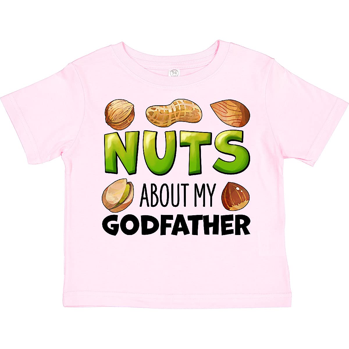 Inktastic Nuts About My Godfather Peanut Almond Pistachio Toddler T-Shirt - Cute Funny Graphic Tee for Kids - Perfect for Family Gatherings, Birthday Parties & Casual Outings