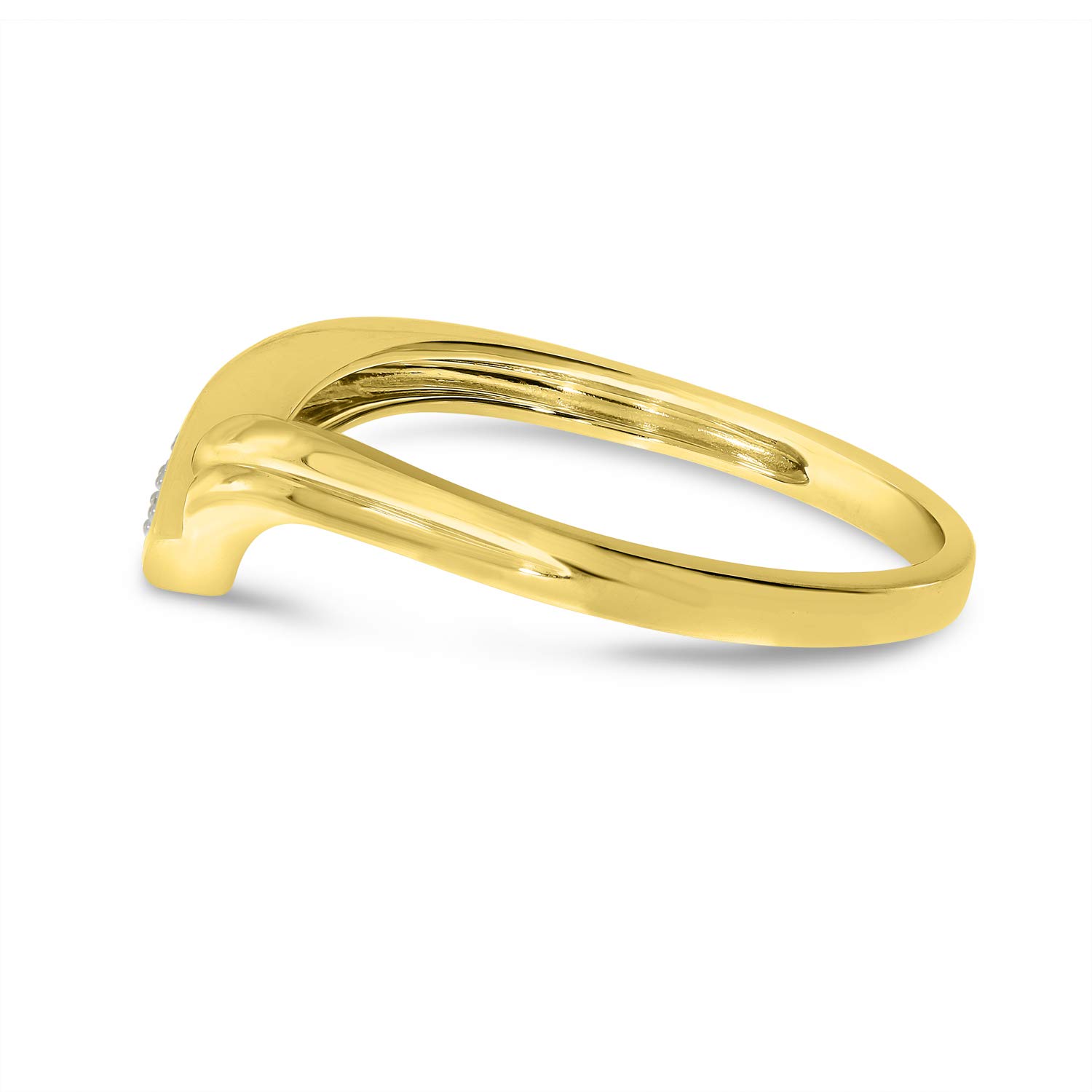 10K Yellow Gold Diamond Chevron Ring for Women - Elegant Stackable Wedding Band, Anniversary Gift, Promise Ring - Perfect for Everyday Wear & Special Occasions