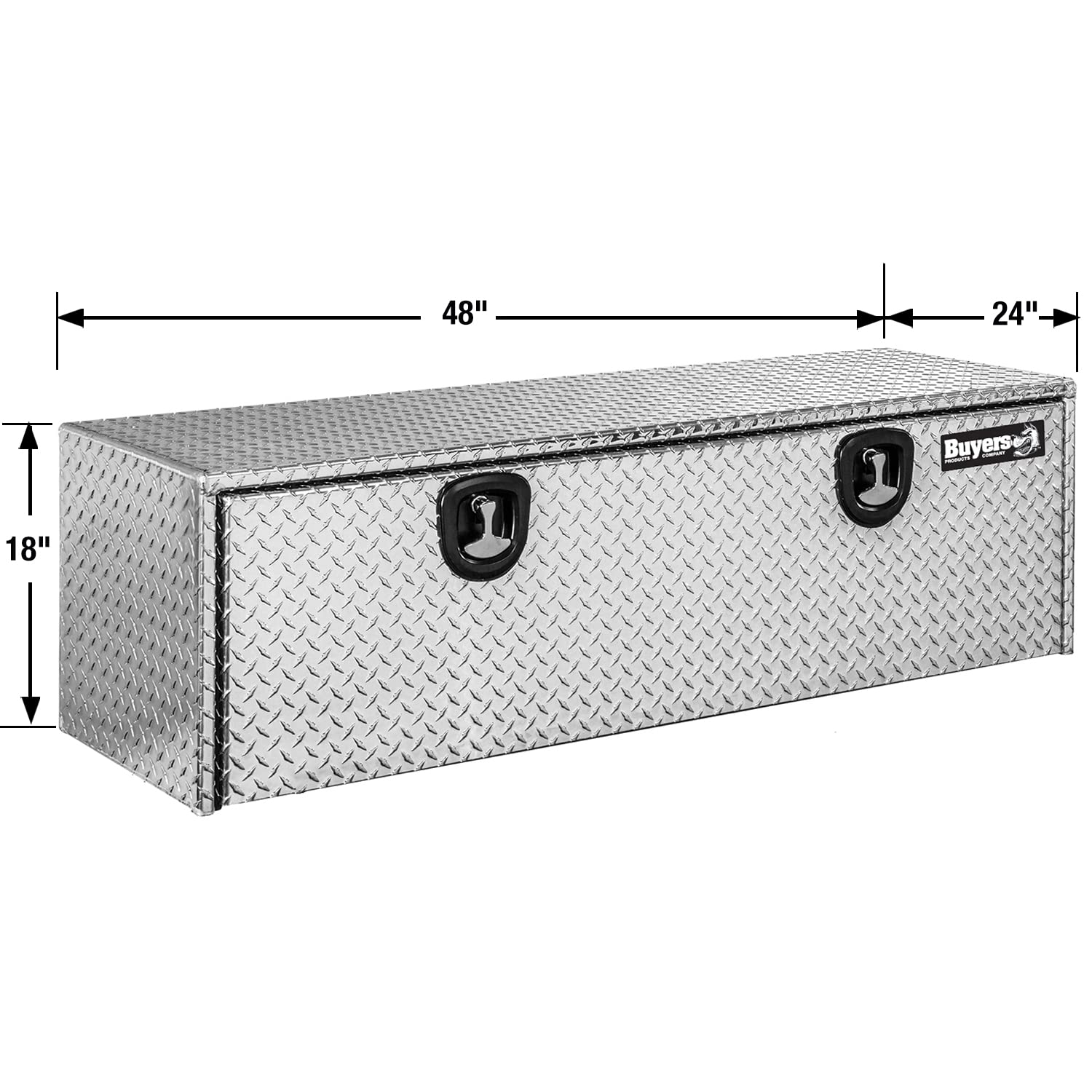 Diamond Tread Aluminum Underbody Truck Tool Box with Compression Latch - 18 x 24 x 48 Inch Heavy Duty Storage Box | Made in USA | Perfect for Truck Organization & Job Site Storage | Weatherproof & Secure Tool Compartment for Contractors & Work Trucks