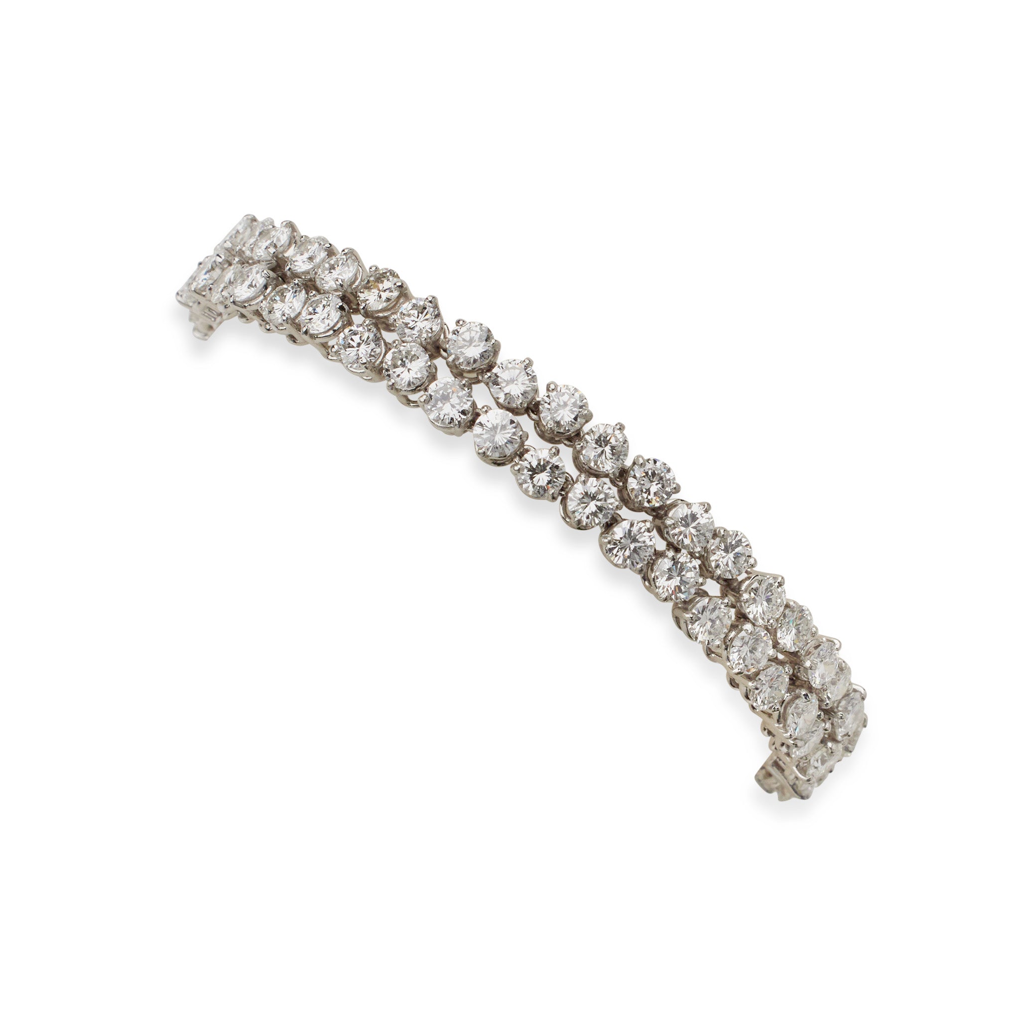 French Platinum and Diamond Double Line Bracelet - Luxury Bijouterie Bouchet Jewelry for Women | Perfect for Weddings, Anniversaries & Special Occasions
