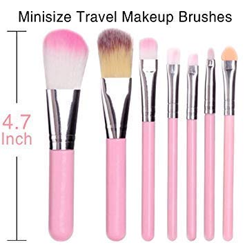Miss Hot Professional Makeup Brush Set - 7 Piece Pink Cosmetic Brushes for Foundation, Blending & Contouring | Perfect for Travel & Everyday Makeup
