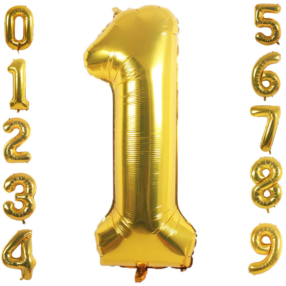 42 Inch Gold Foil Number 1 Balloon - Large Metallic Birthday Decoration for Parties, Anniversaries & Celebrations