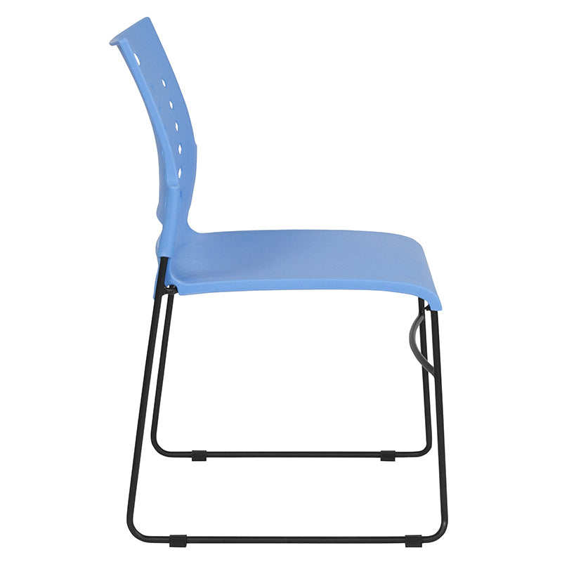 FLASH HERCULES Series 881 lb Capacity Black Sled Base Stackable Chair with Air Vent Back - Heavy Duty Folding Chairs for Events, Banquets, and Conference Rooms