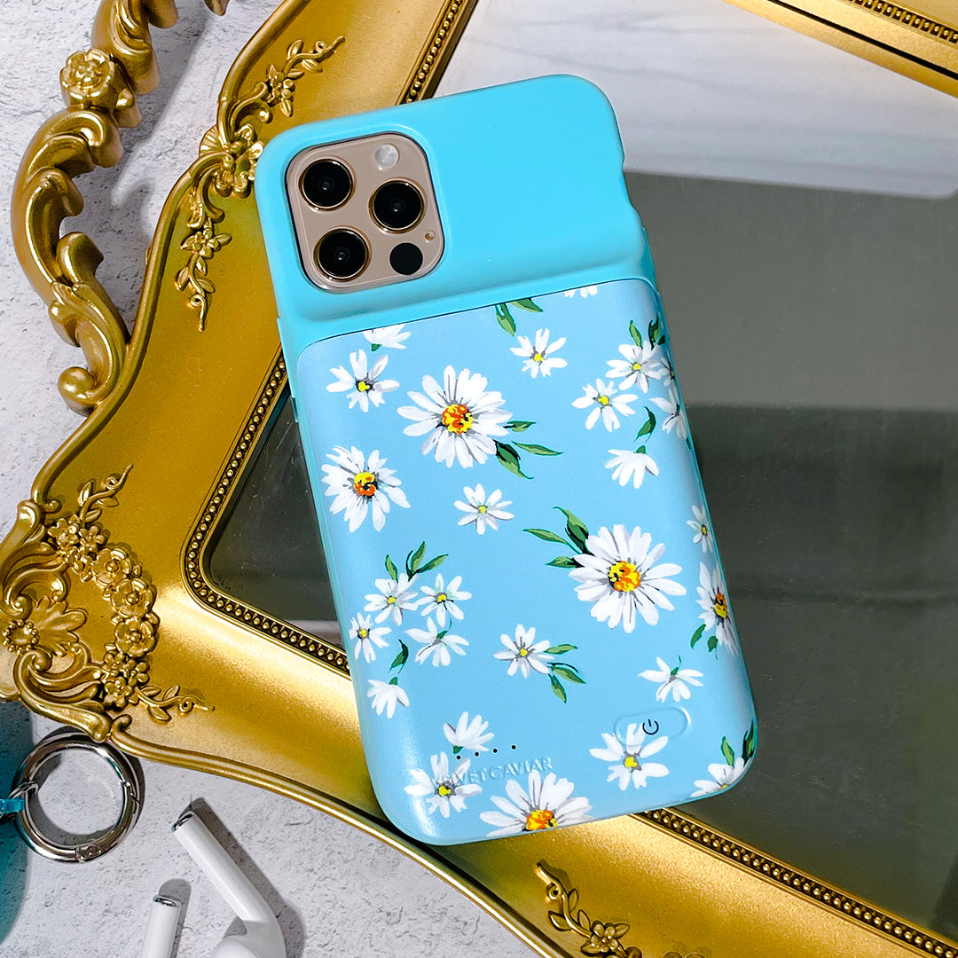 Daisy iPhone Charging Case - 5000mAh Portable Battery Charger for iPhone 14/13/12/11/X/8/7 - Slim Protective Phone Case with Built-in Power Bank - Perfect for Travel, Work & Outdoor Activities
