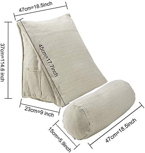 **Adjustable Wedge Triangle Pillow for Back Support - Orthopedic Sofa, Bed & Office Chair Cushion - Ivory Throw Pillow for Pain Relief & Comfort (Home, Travel, Work)**