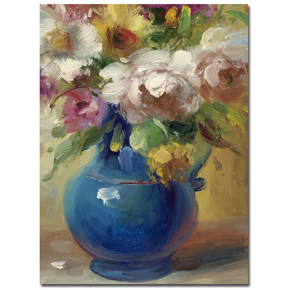 Rio Blue Vase Floral Canvas Wall Art - Handmade Flower Painting for Living Room, Bedroom & Office Decor | Modern Home & Gift Idea
