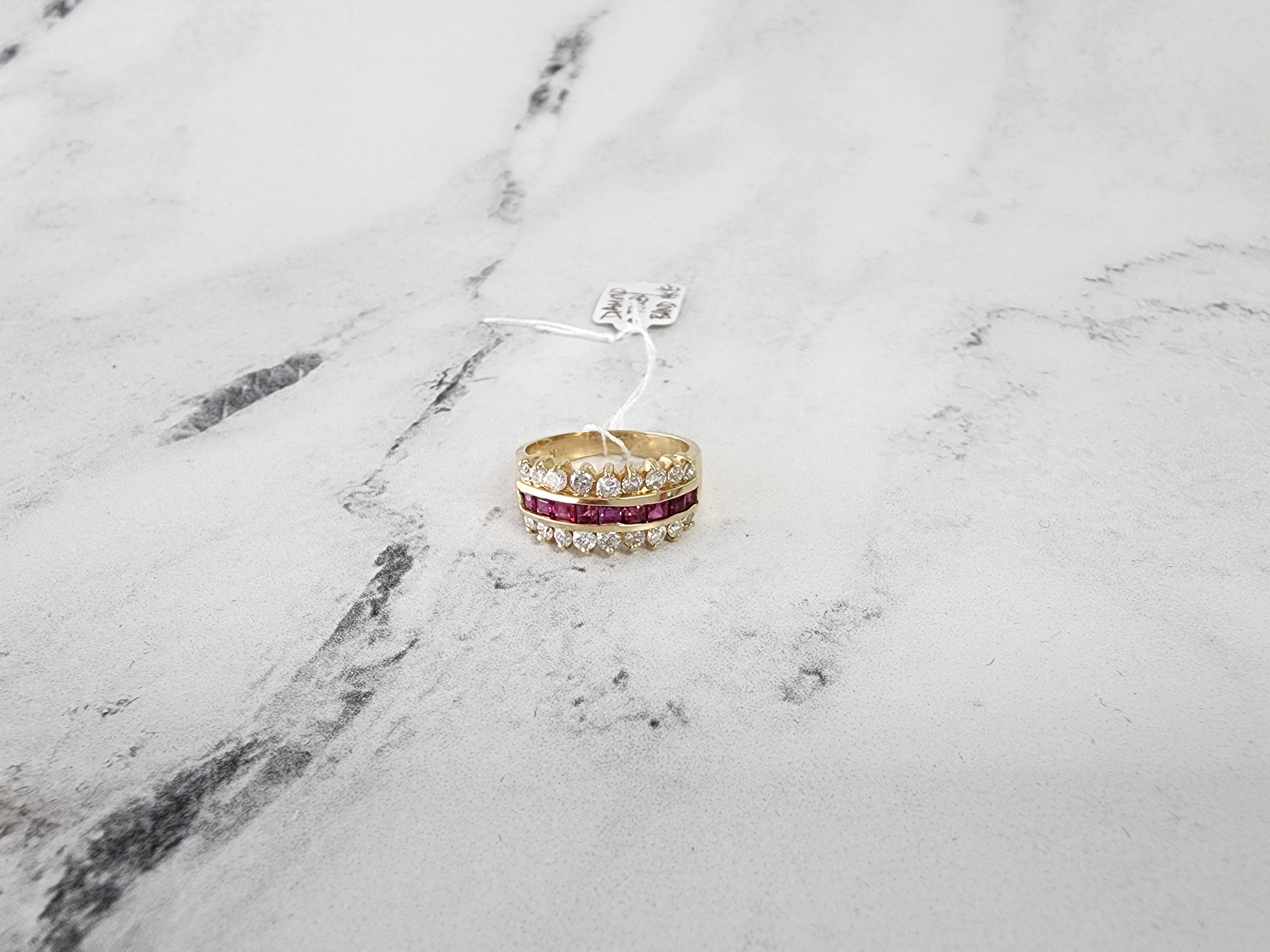 1.55cttw Ruby & Diamond Wedding Band Ring 14K Yellow Gold for Women - Elegant Bridal Jewelry, Anniversary Gift, Engagement Ring Alternative