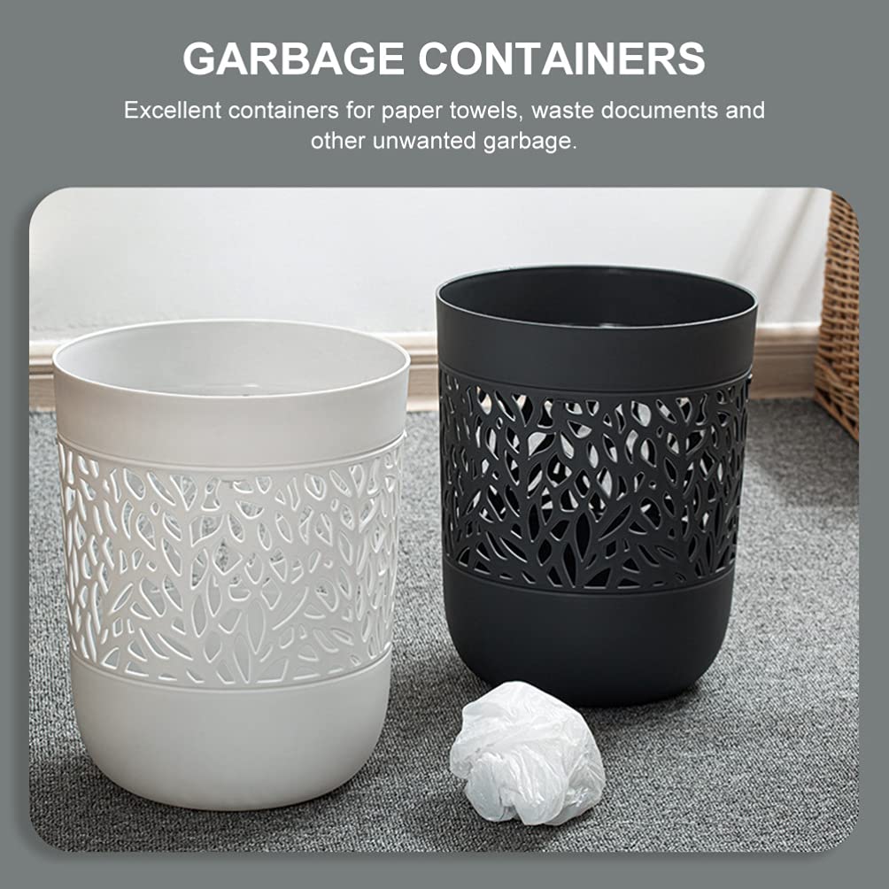 Jojofuny 2-Pack Small Plastic Trash Cans - Hollow Wastebasket for Bathroom, Bedroom, Kitchen, Office & Kids Room - Compact Garbage Bin for Home & Office Use - Perfect for Deskside, Under Sink & Closet Organization