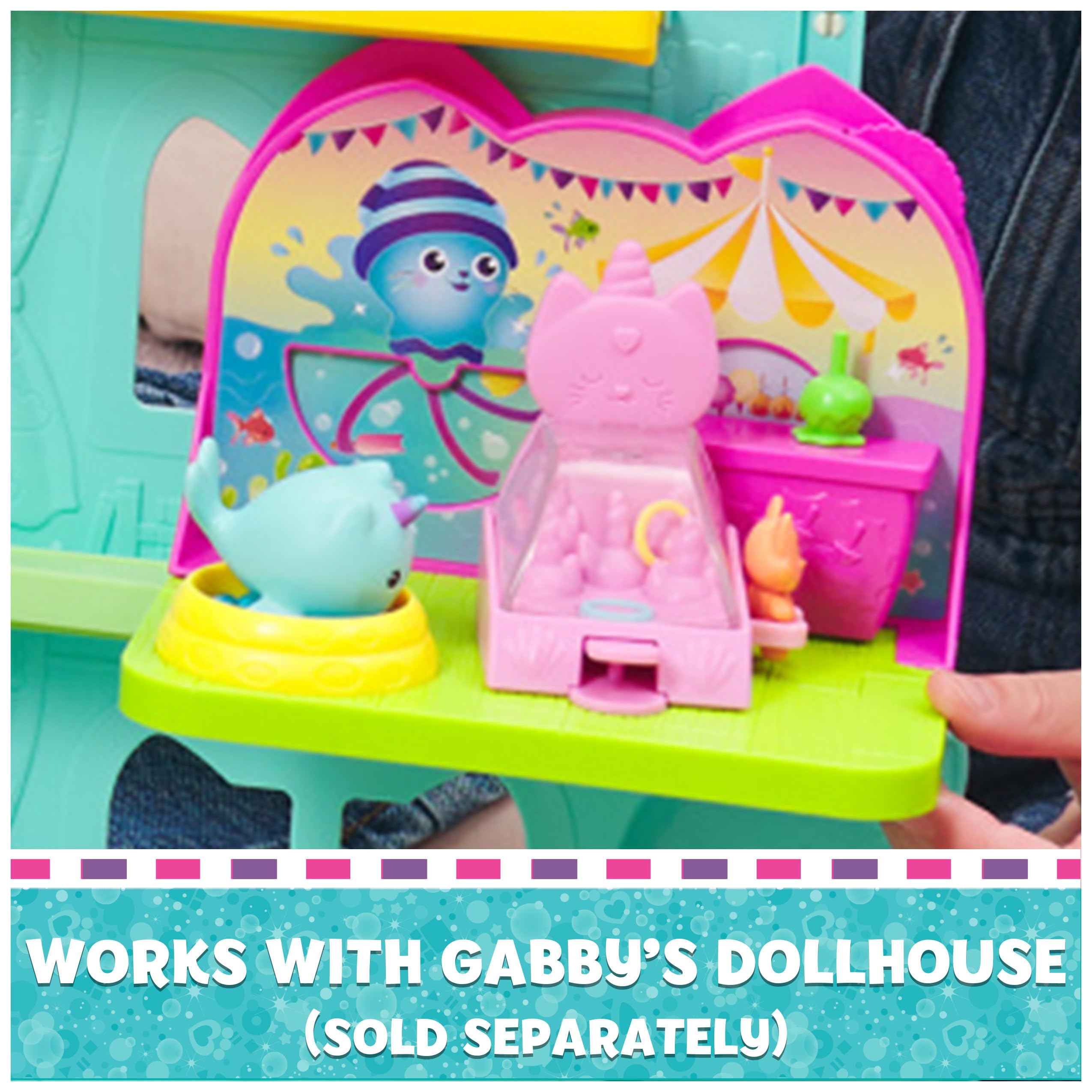 Gabby's Dollhouse Kitty Narwhal’s Carnival Room Playset - Includes Toy Figure, Surprise Toys & Dollhouse Furniture - Fun Pretend Play for Kids Ages 3+ - Perfect for Birthday Gifts & Imaginative Playtime