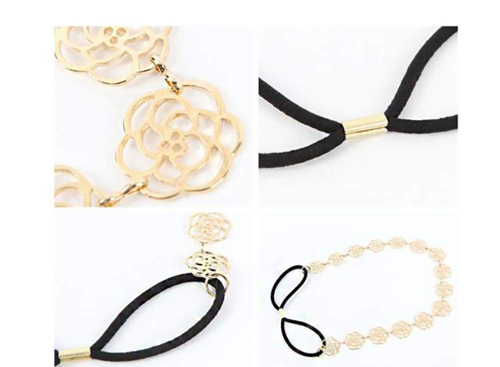 Fodattm 2PCS Sweet Rose Hollow Stretch Headbands - Women's Metal Hair Ropes & Hair Ornaments for Wedding, Party & Everyday Wear