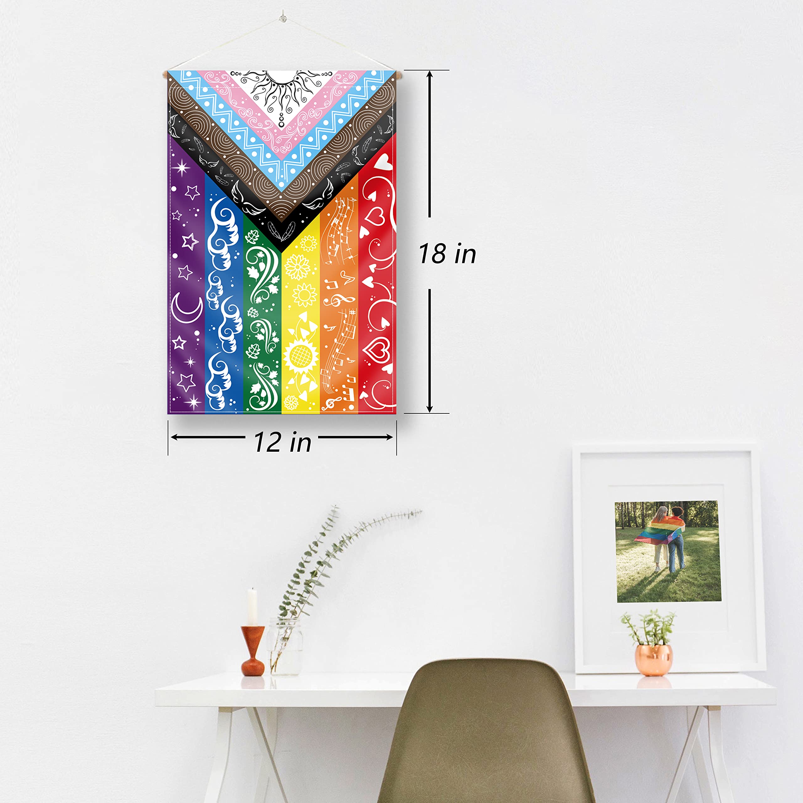 LGBTQ Pride Flag - 12x18 Inch Double Sided Bisexual Gay Transgender Inclusive Progress Rainbow Garden Yard Flag with Original Cute Print Design | Perfect for Pride Month, LGBTQ+ Events, Home & Yard Decor