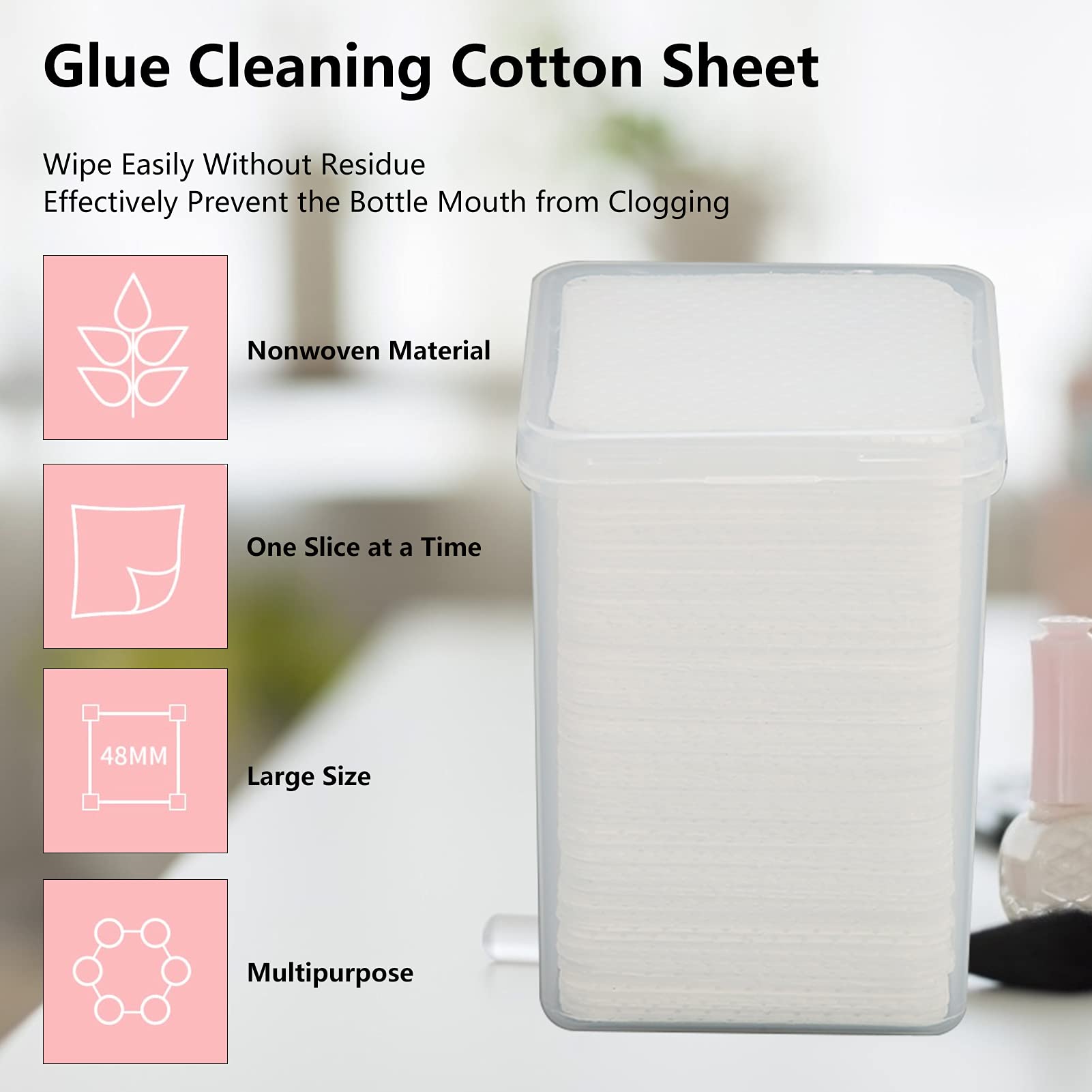 Premium Lint-Free Nail Wipes - 100% Pure Cotton, Anti-Static, Multipurpose Beauty Salon & Home Use for Women | Perfect for Manicures, Makeup Removal & Cosmetic Application