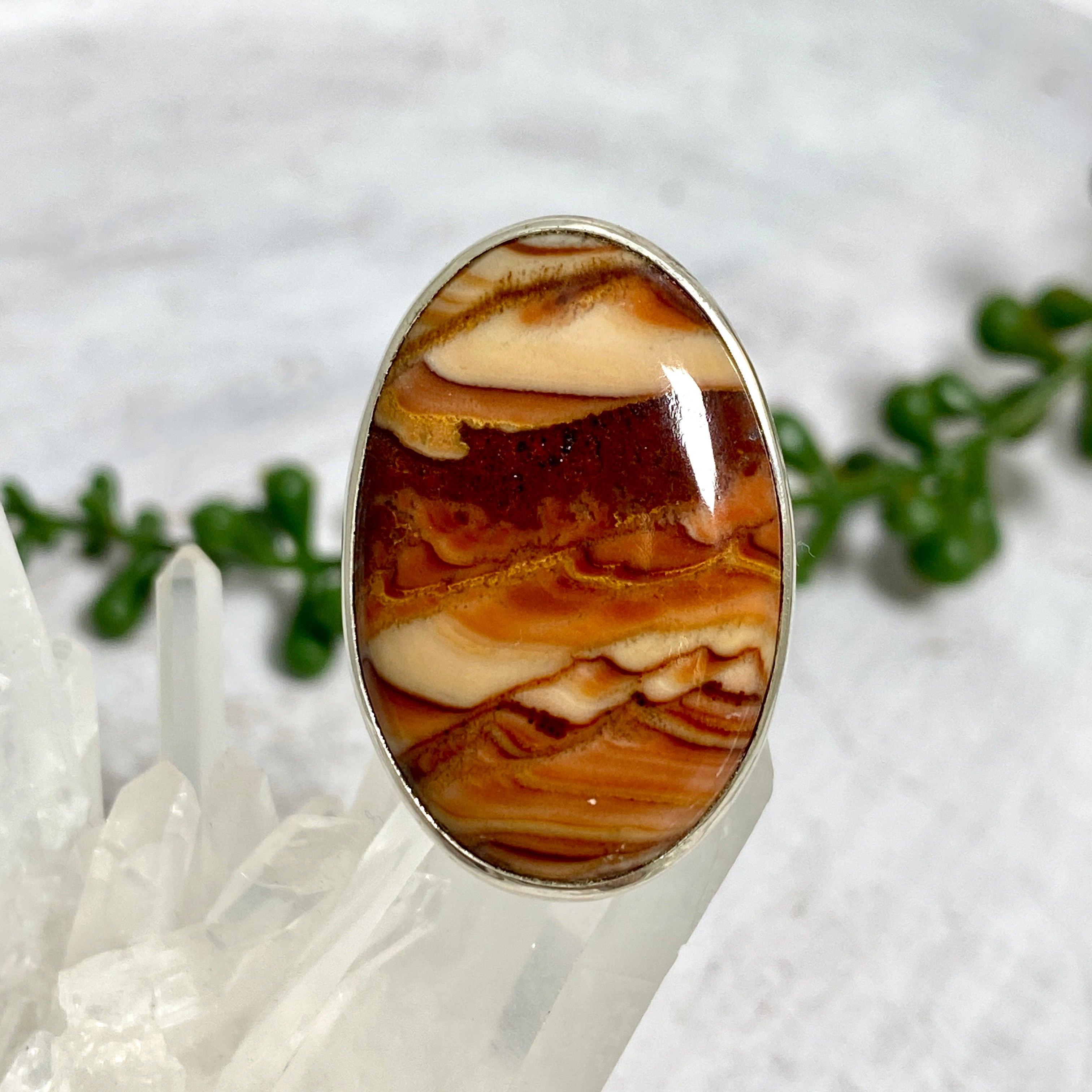 Dolomite Oval Ring Size 9 - KRGJ1686 | Elegant Gemstone Jewelry for Women, Perfect for Weddings, Parties & Special Occasions