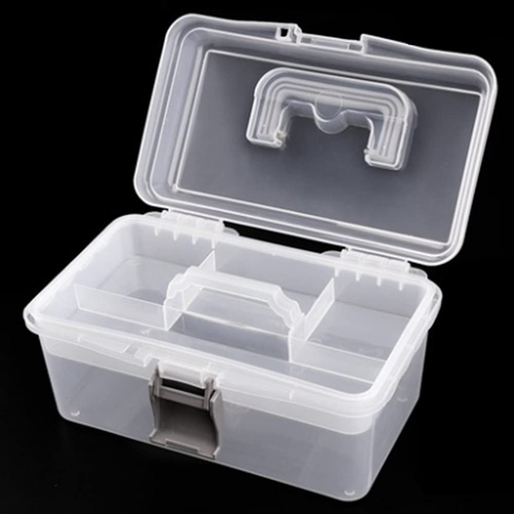 Auniwaig Plastic Tool Box with Removable Tray - 10.2 x 6.5 x 5.5 Inches Translucent Storage Organizer for Tools, Hardware Parts, Toys & Art Supplies - Perfect for Home, Garage, Workshop & DIY Projects