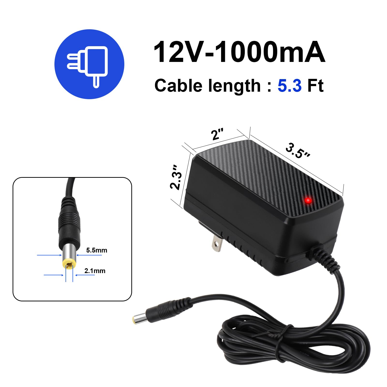 12V Kids Ride On Toy Car Battery Charger - 12 Volt Charger for Wrangler, SUV, Jeep, ATV, Mercedes, Lamborghini, Quad, Kidzone, Bumper & Disney Toy Cars - Perfect for Outdoor Playtime and Indoor Charging
