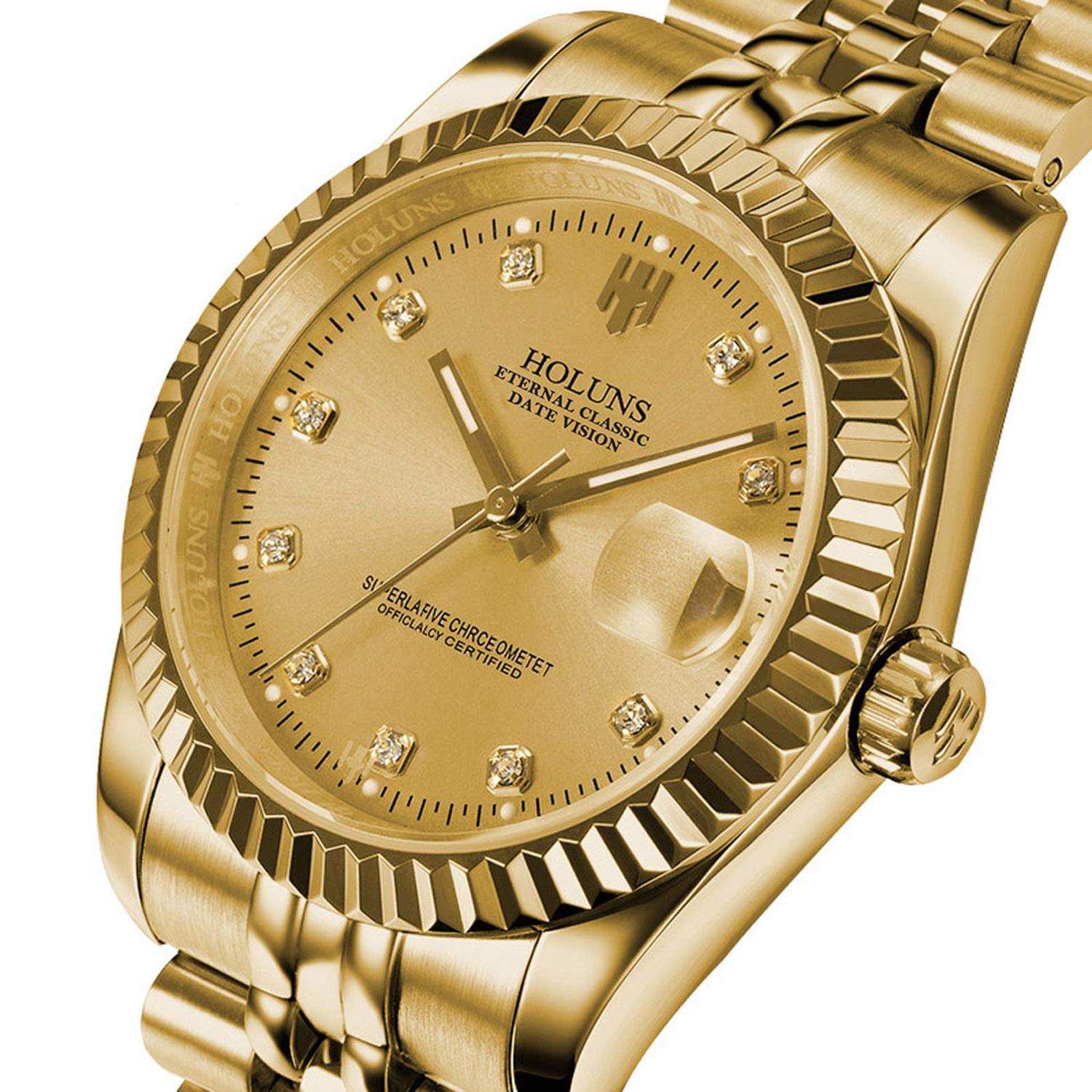 Luxury Men's Automatic Mechanical Gold Watch - Self-Winding, Sapphire Crystal, Waterproof Dress Watch for Business & Formal Occasions
