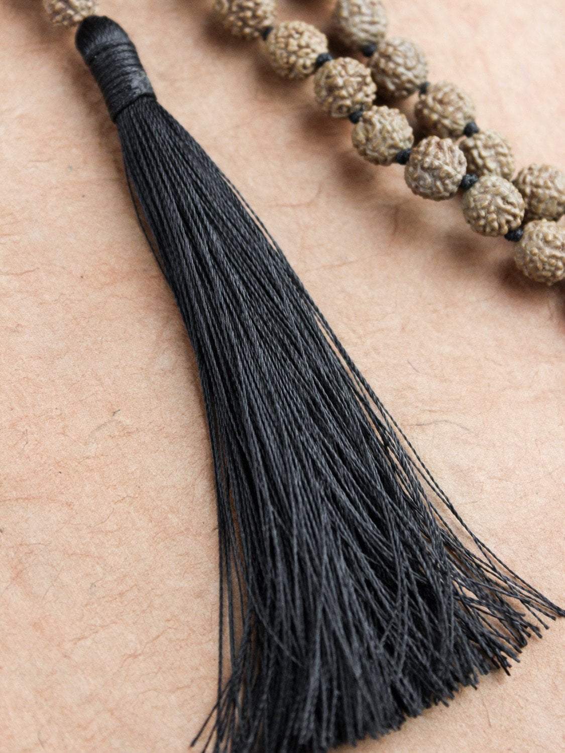 Authentic Hand-Knotted Rudraksha and Lava Stone Mala Beads - Spiritual Meditation Prayer Necklace for Yoga, Mindfulness & Positive Energy