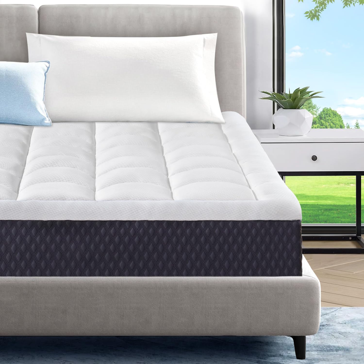 8 Inch Twin XL Cooling Gel Memory Foam Mattress in a Box with Pillowtop - CertiPUR-US Certified, Fiberglass-Free, Pressure Relief & Ergonomic Design for Back Pain Relief - Perfect for Dorms, Guest Rooms & Small Spaces