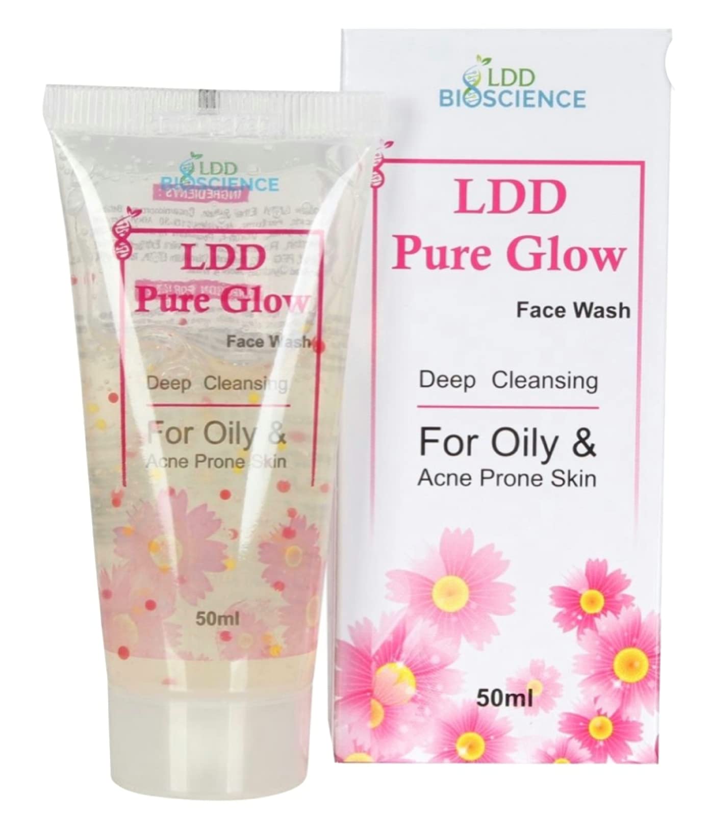 LDD Pure Glow Face Wash for Oily & Acne-Prone Skin - Gentle Cleanser with Natural Ingredients (Pack of 2) - Perfect for Daily Skincare Routine & Acne Treatment