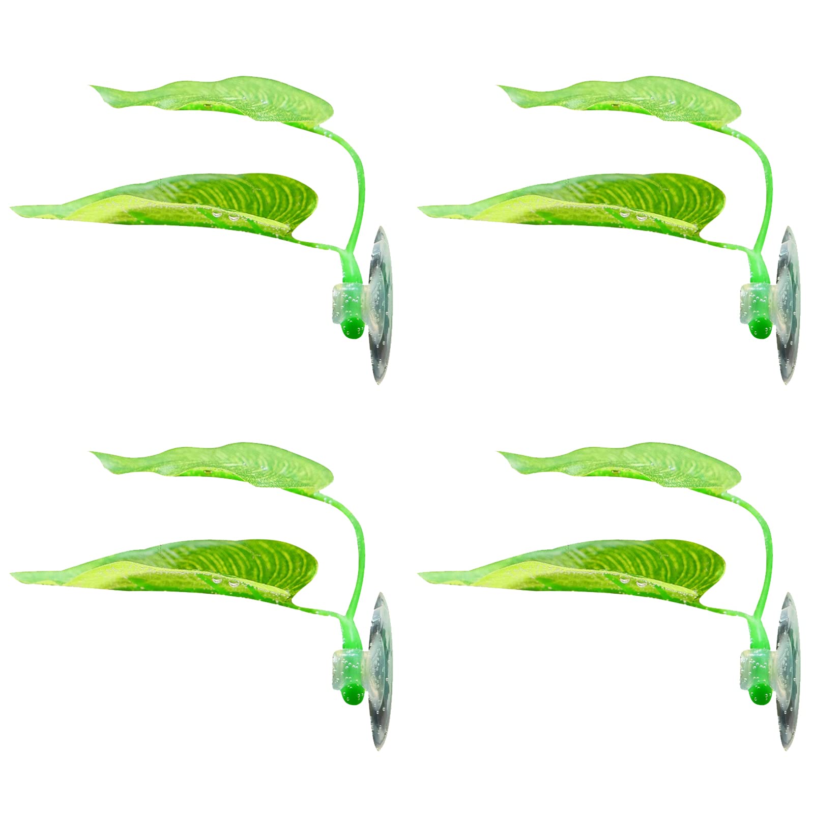 4pcs Betta Fish Leaf Pad Hammocks with Suction Cups - Double Leaf Design for Natural Habitat Simulation - Lightweight Spawning & Resting Bed for Betta Fish - Perfect for Aquarium Breeding & Relaxation