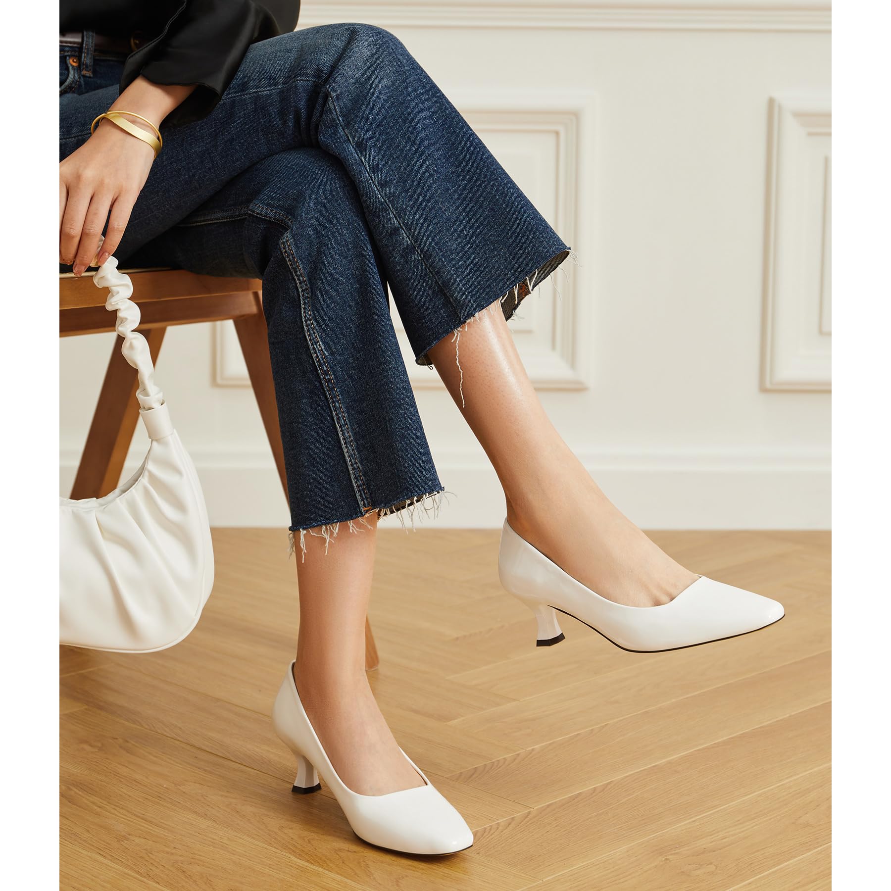 Trary Women's Classic Square Toe Kitten Heel Dress Pumps - Comfortable Low Heel Closed Toe Office Shoes for Women | Perfect for Work, Business Meetings & Formal Occasions