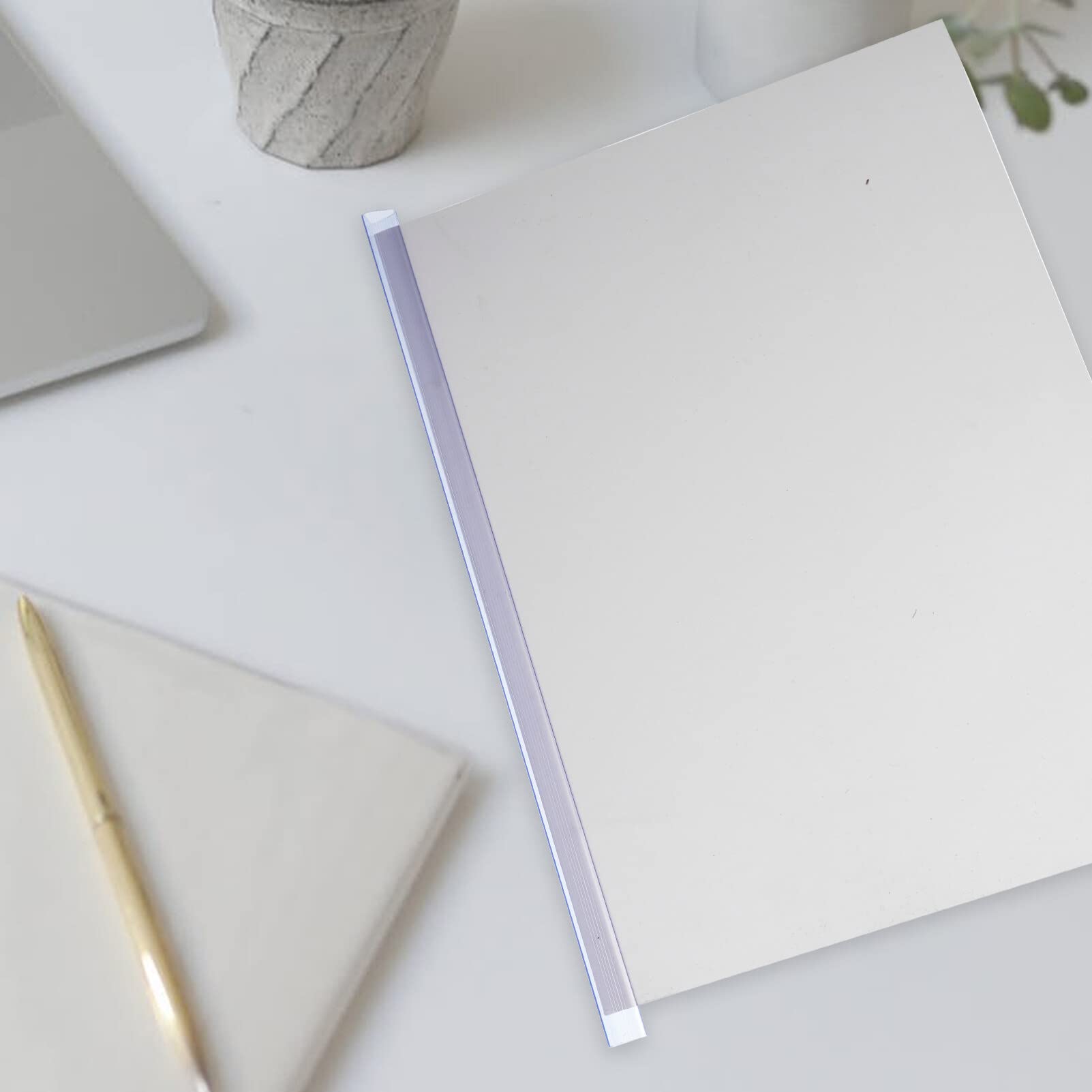 NUOBESTY 10-Pack Transparent Plastic Binder Bars - 12 Inch A4 Spine Bars with Slide Grip for Report Covers, 40 Sheet Capacity - Perfect for Office Documents, School Projects, and Presentation Binders
