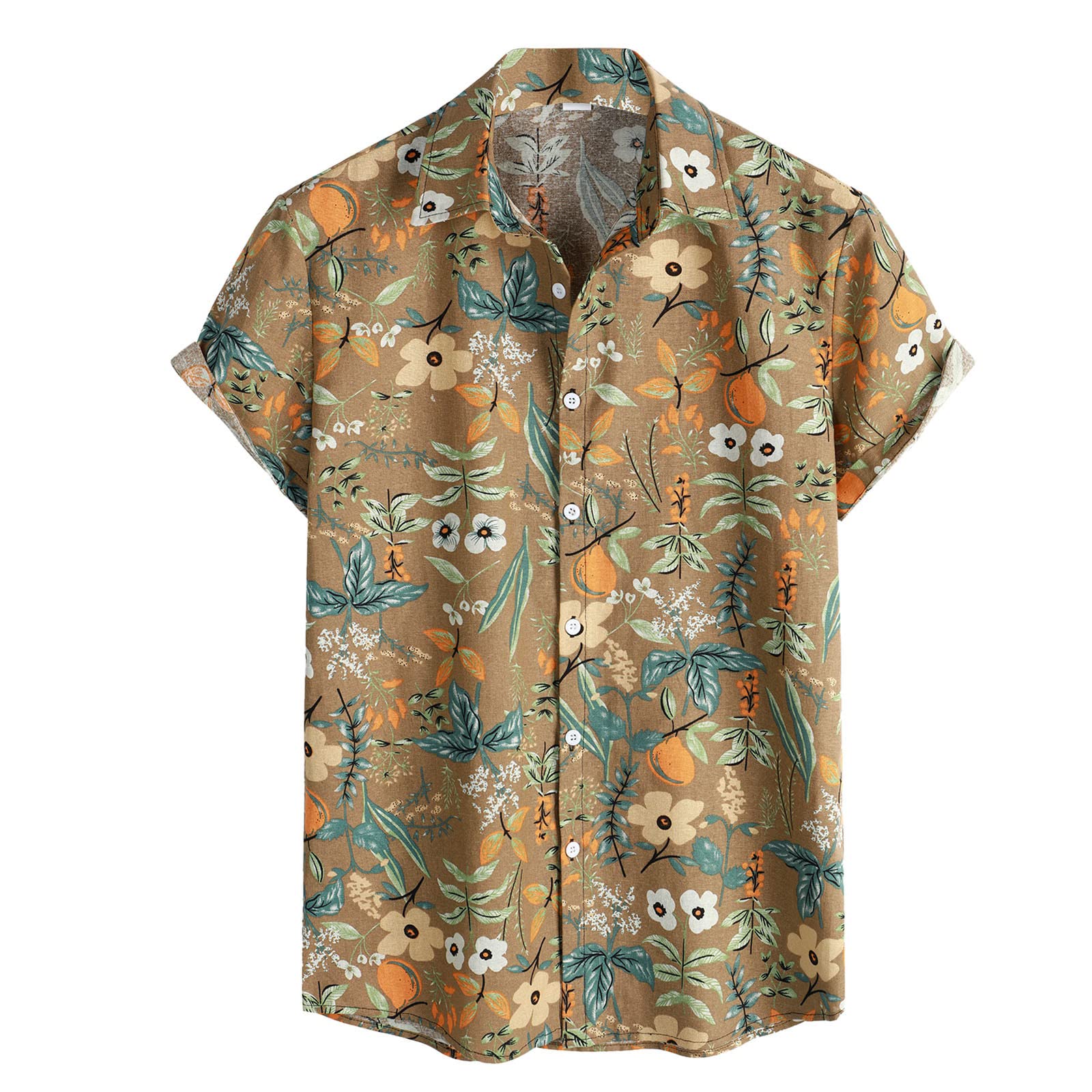 Hawaiian Shirts for Men - Breathable Cotton Linen Short Sleeve Button Down Shirt with Turn Down Collar | Casual Summer Beach Wear & Tropical Vacation Outfit