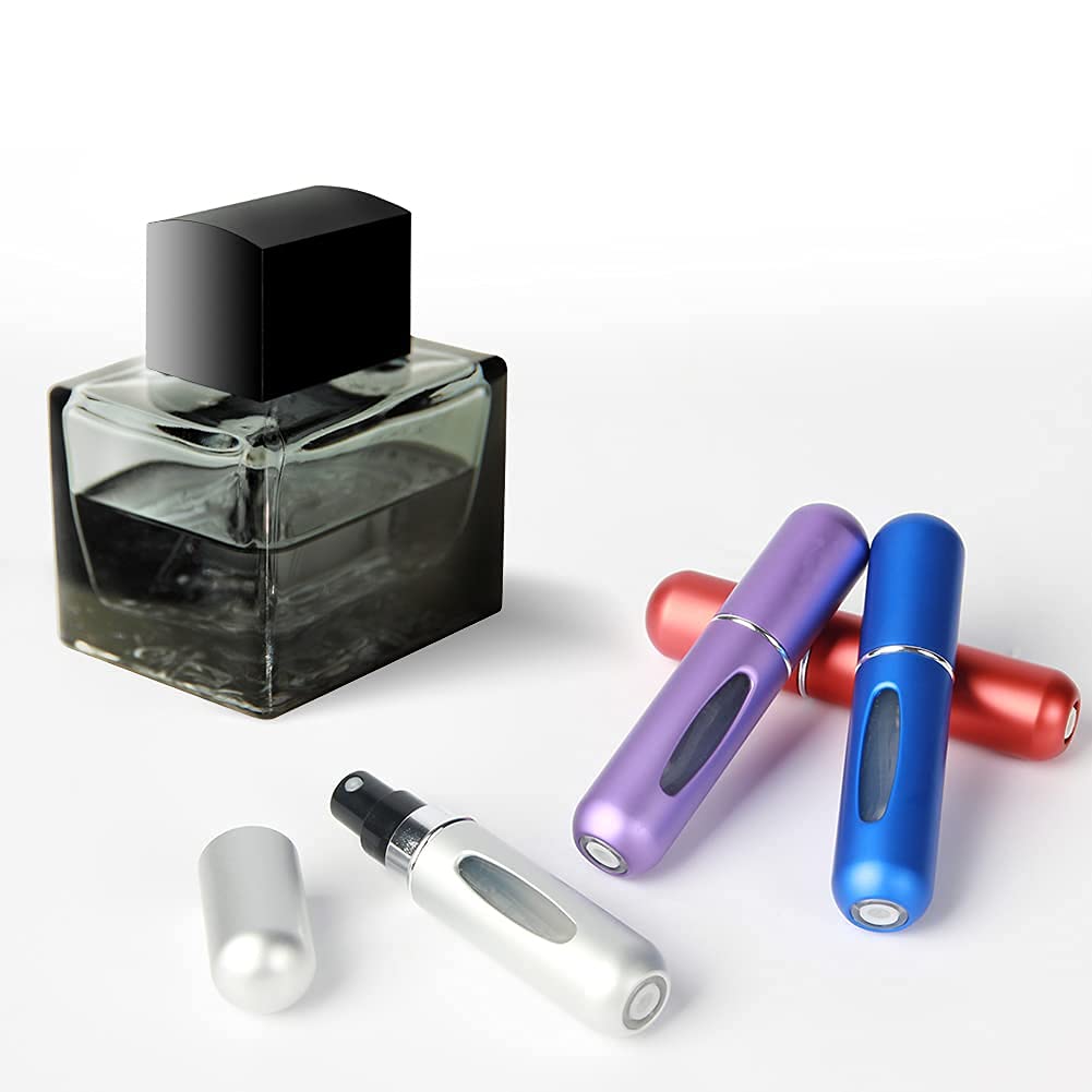 Saiveina 5ml Mini Refillable Perfume Spray Bottles - Portable Travel Atomizer for Fragrance, Essential Oils & Cosmetics (4 Pack) | Perfect for Purse, Gym Bag & Airplane Carry-On