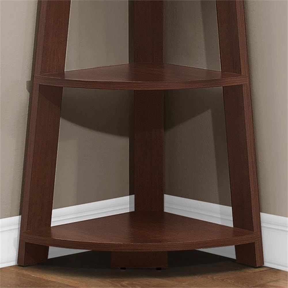 Home Square 2-Piece Cherry Wood Corner Shelf Set - Stylish Display for Books, Plants & Decor | Perfect for Living Room, Bedroom or Office