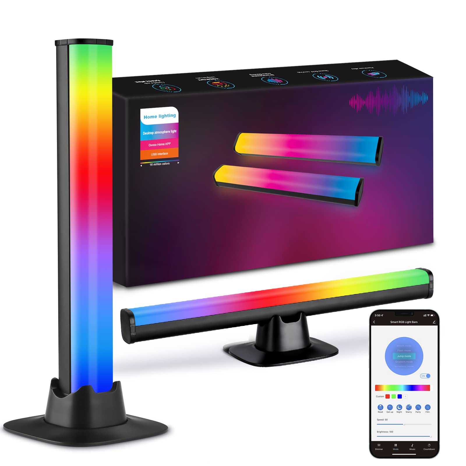 SOVELA Smart RGB LED Light Bars - Bluetooth APP Control, 15 Scene & Music Modes, Ambient Lighting for Gaming, Movies, TV, Room Decoration - Perfect for Home Theater Setup & Gaming Room Atmosphere