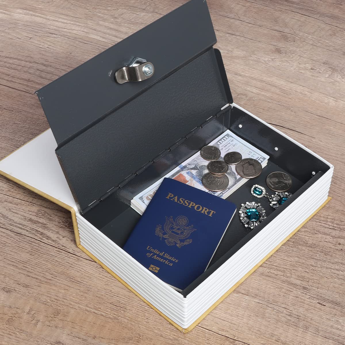 Hidden Book Safe with Key Lock - Secret Diversion Storage Box for Cash, Jewelry & Valuables - 9.5x6.2x2.2 Inch Fake Book Decor - Perfect for Home Security, Travel & Emergency Hideouts (Egyptian Design)