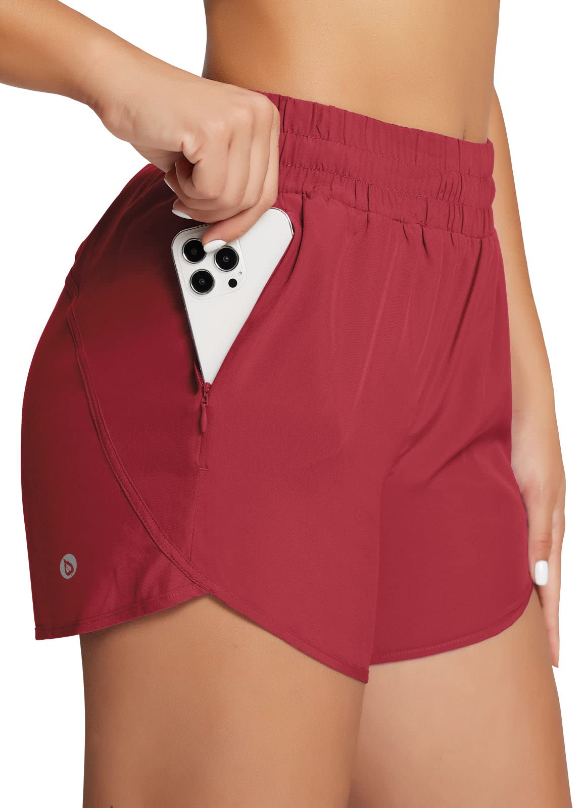 BALEAF Women's 4 Inch Running Shorts with Zipper Pockets - Quick Dry Lightweight Athletic Shorts with Liner for Workout, Gym, Sports & Summer Activities