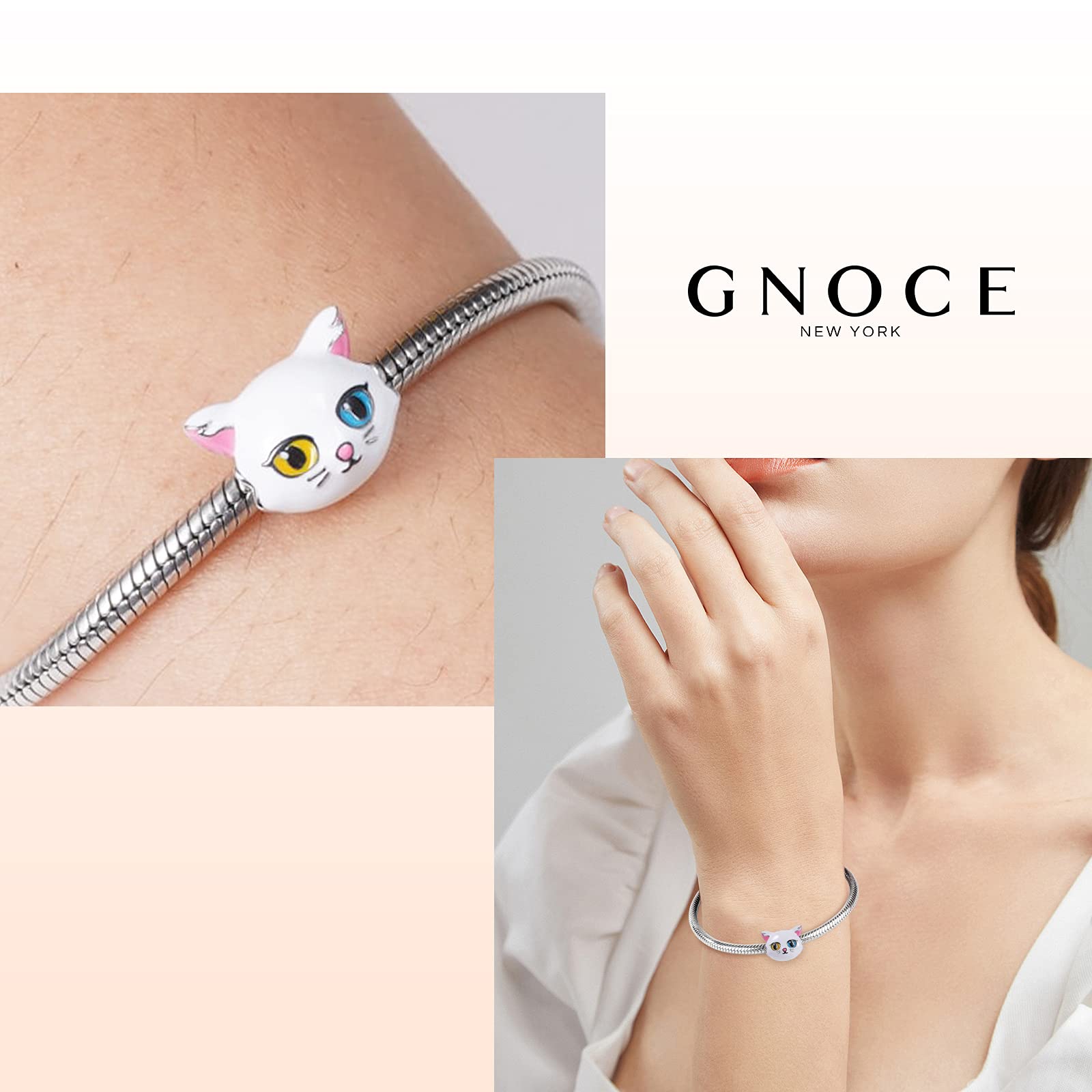GNOCE Sterling Silver Persian Cat Charm Bead for Bracelet & Necklace - Elegant Jewelry Gift for Women, Wife, Cat Lovers | Perfect for Birthdays, Anniversaries & Everyday Wear