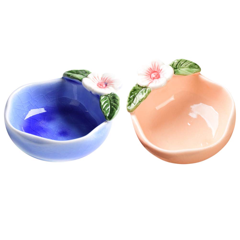 DOITOOL 2-Piece Ceramic Sauce Dish Set - Sushi Dipping Bowls, Appetizer Plates, Porcelain Serving Dishes for Soy Sauce, Condiments, Side Dishes - Perfect for Sushi, Fruit, Appetizers, and Asian Cuisine