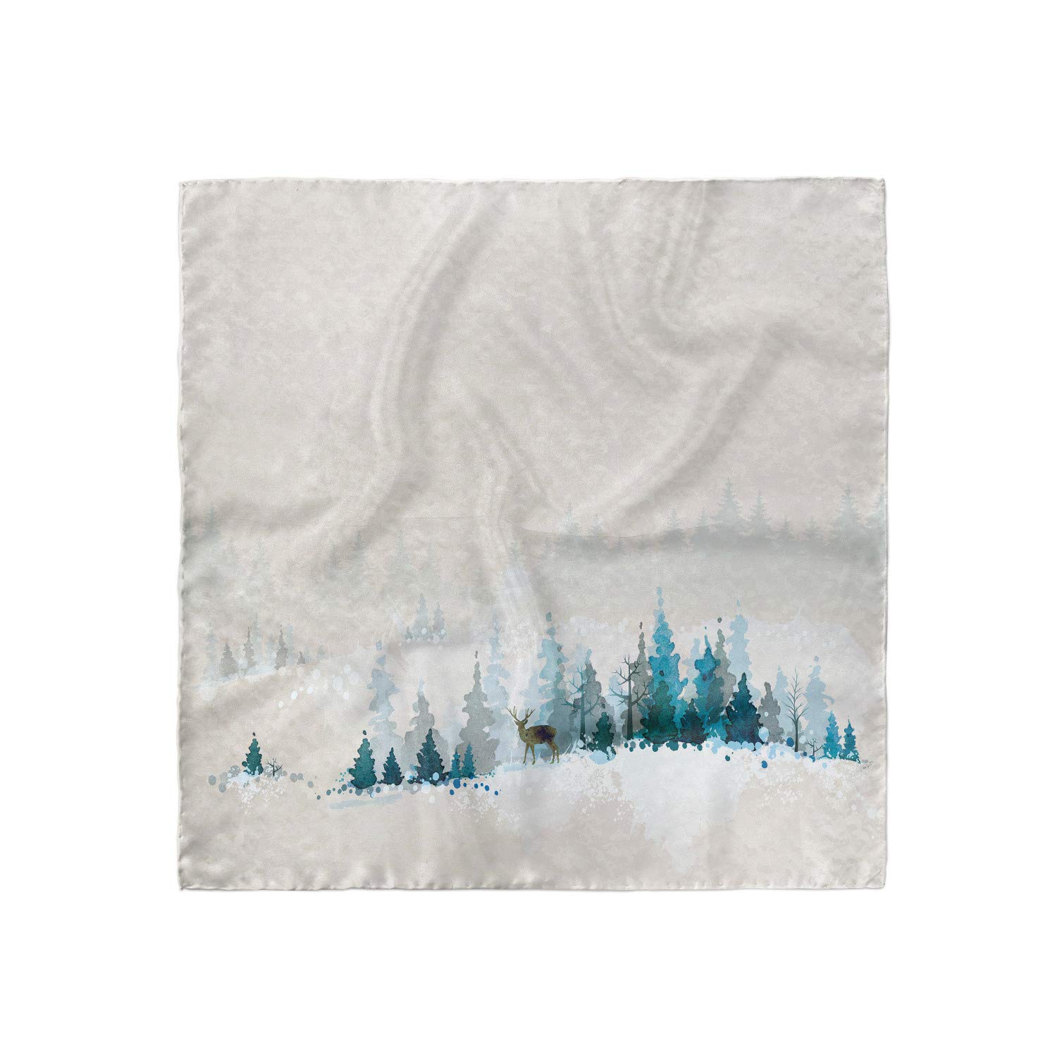 Ambesonne Christmas Hair Scarf - Watercolor Pine Trees Design, Holiday Head Wrap for Women - Perfect for Christmas Parties & Winter Fashion Accessories